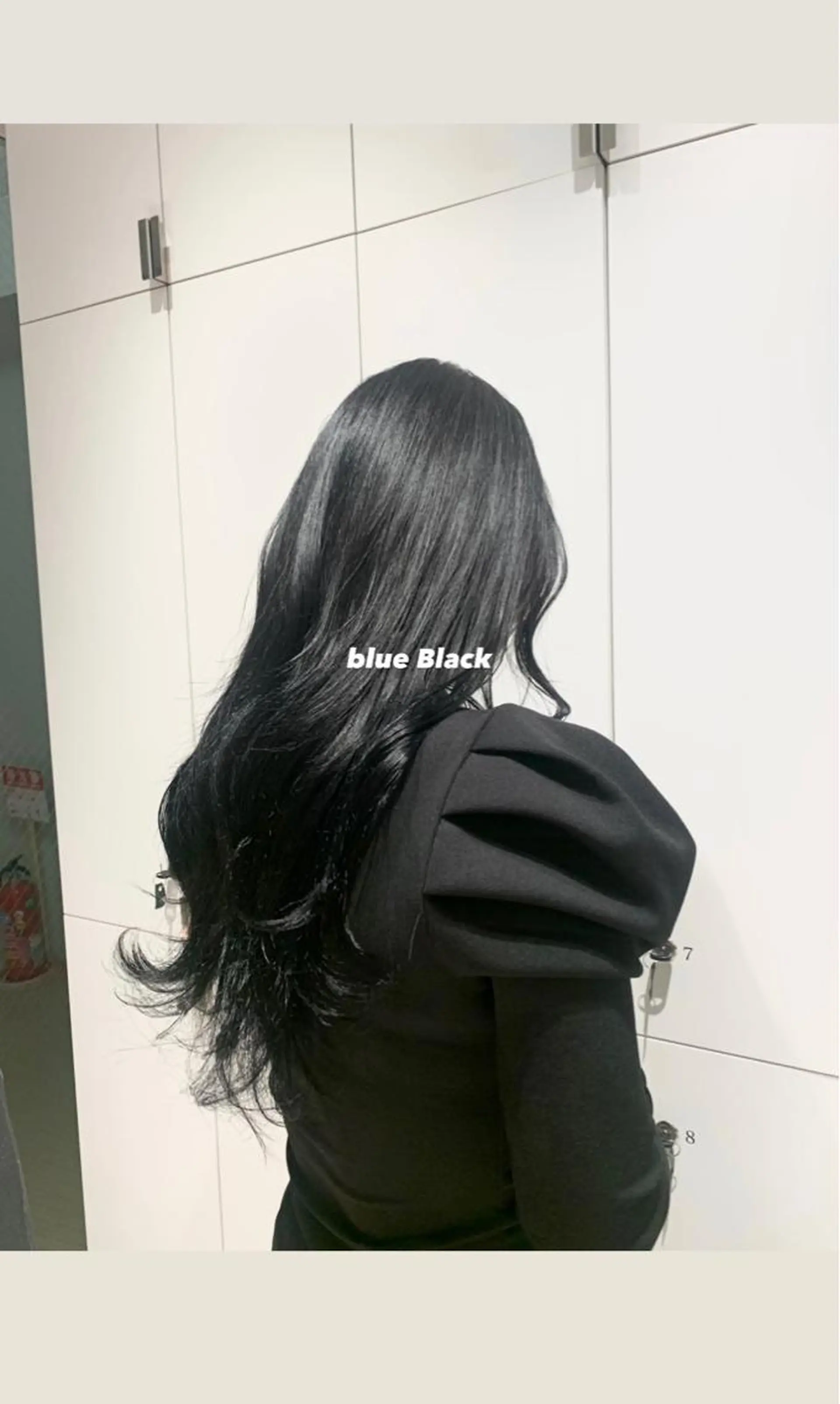 ロング カラー ヘアアレンジ 黒髪 ブルーカラー ブルーブラック MAYU/ハイトーン /レイヤーカットのヘアスタイル