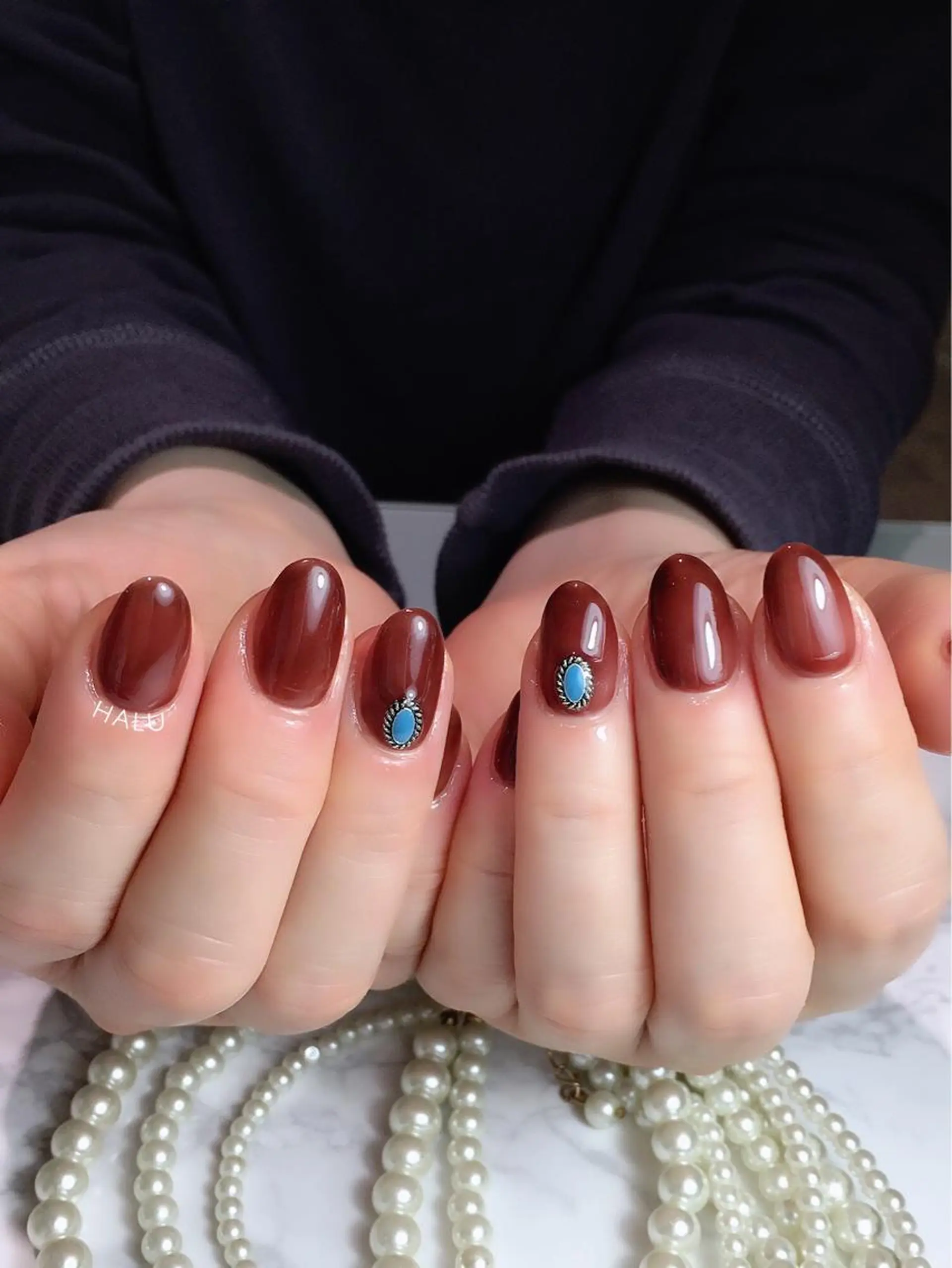 ネイル ブラウン HALU ハルのネイルデザイン