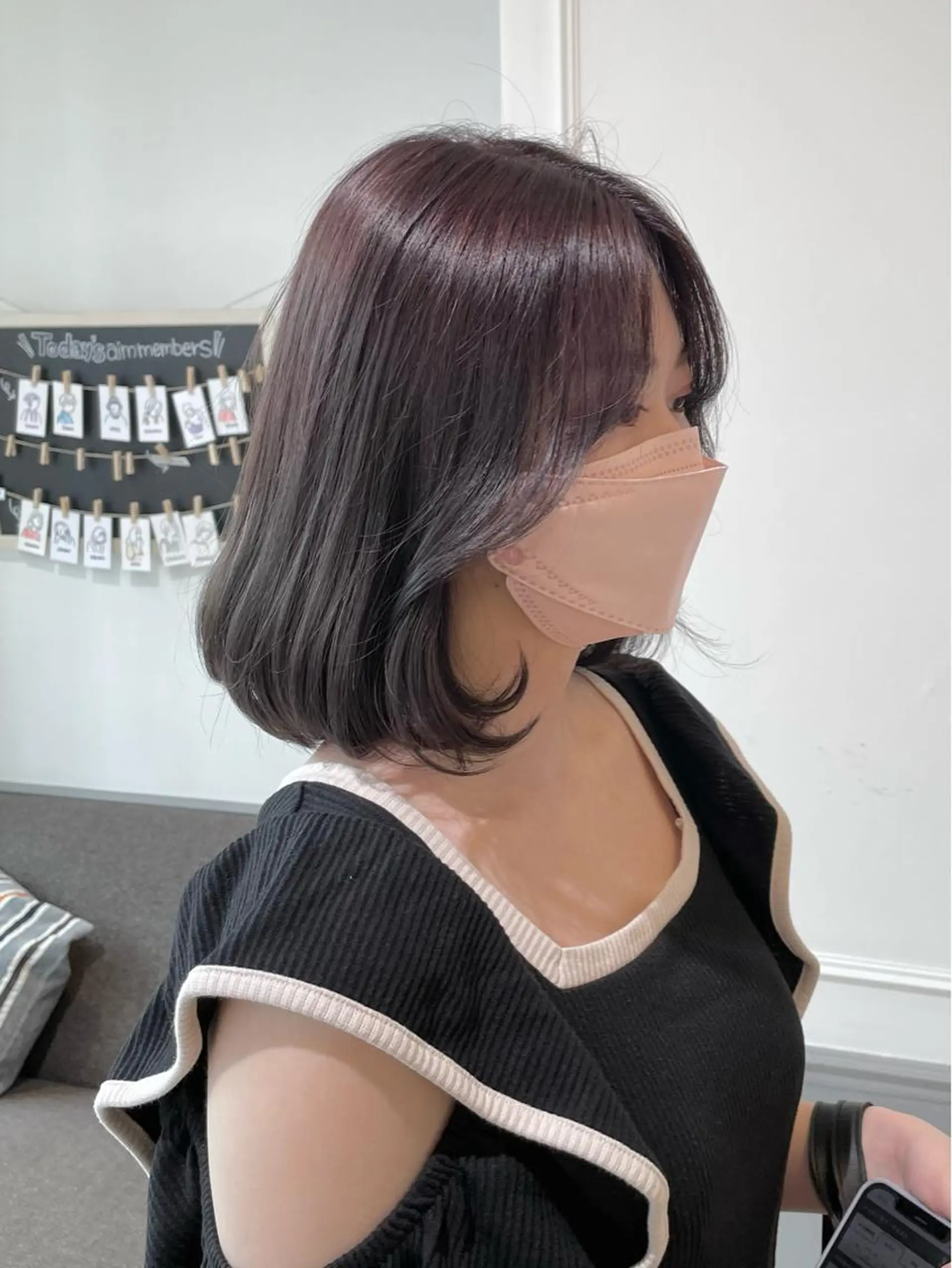 ミディアム カラー ボブレイヤー ブリーチ ラベンダーカラー ラベンダーグレー ボブ カット ヘアカラー トリートメント 横浜/レイヤーカット /韓国ヘア/佐藤記正のヘアスタイル