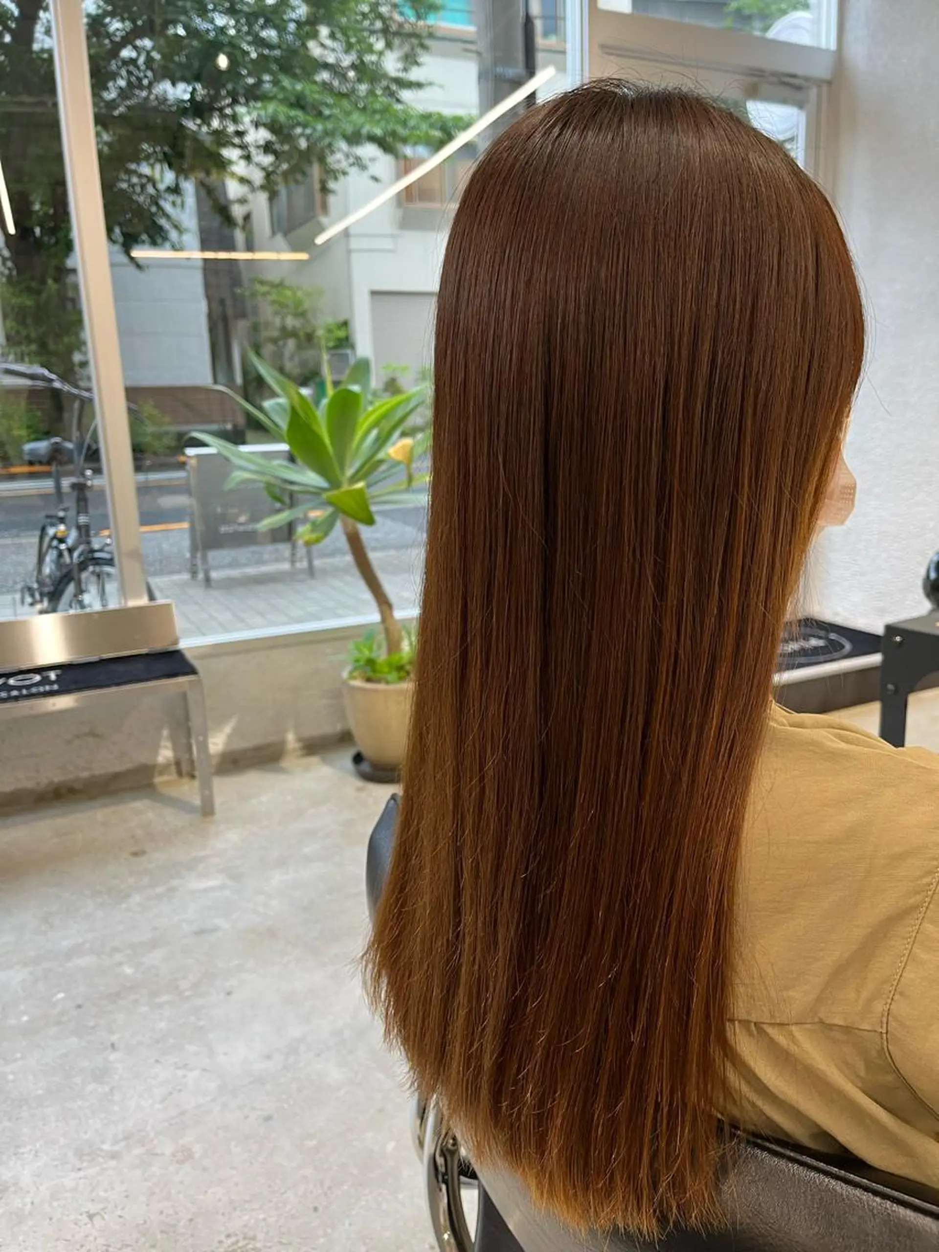 ロング カット 縮毛矯正 トリートメント おかにわ みりのヘアスタイル