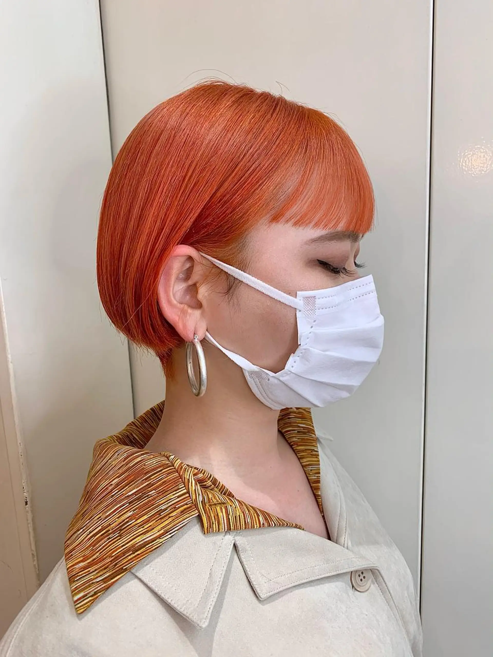ショート カラー ベージュカラー オレンジ オレンジベージュ ピンクカラー 桃果 momokaのヘアスタイル