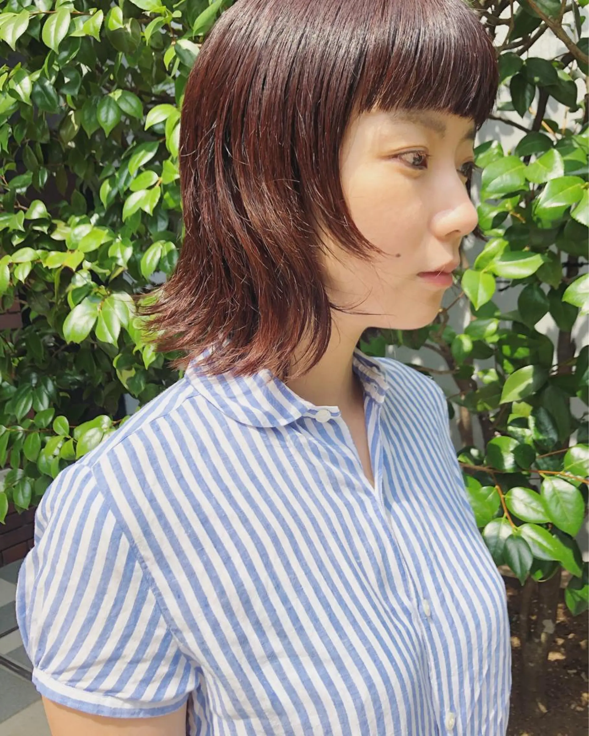 ミディアム カラー パーマ 長井 美佳のヘアスタイル