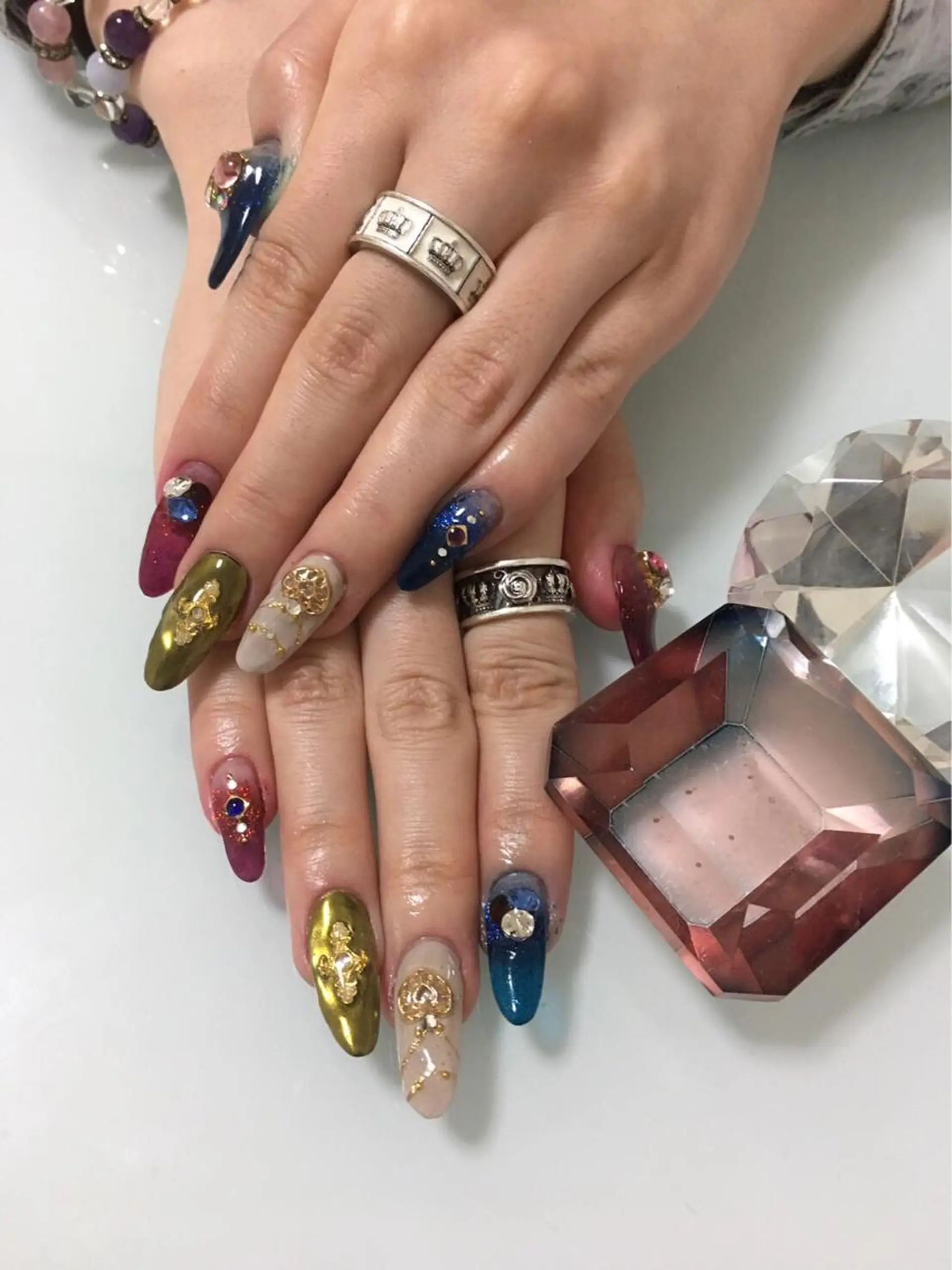 ロング ネイル ハンドネイル ハンドケア 💎ビューティサロン 湘南　RIRAN💎のネイルデザイン