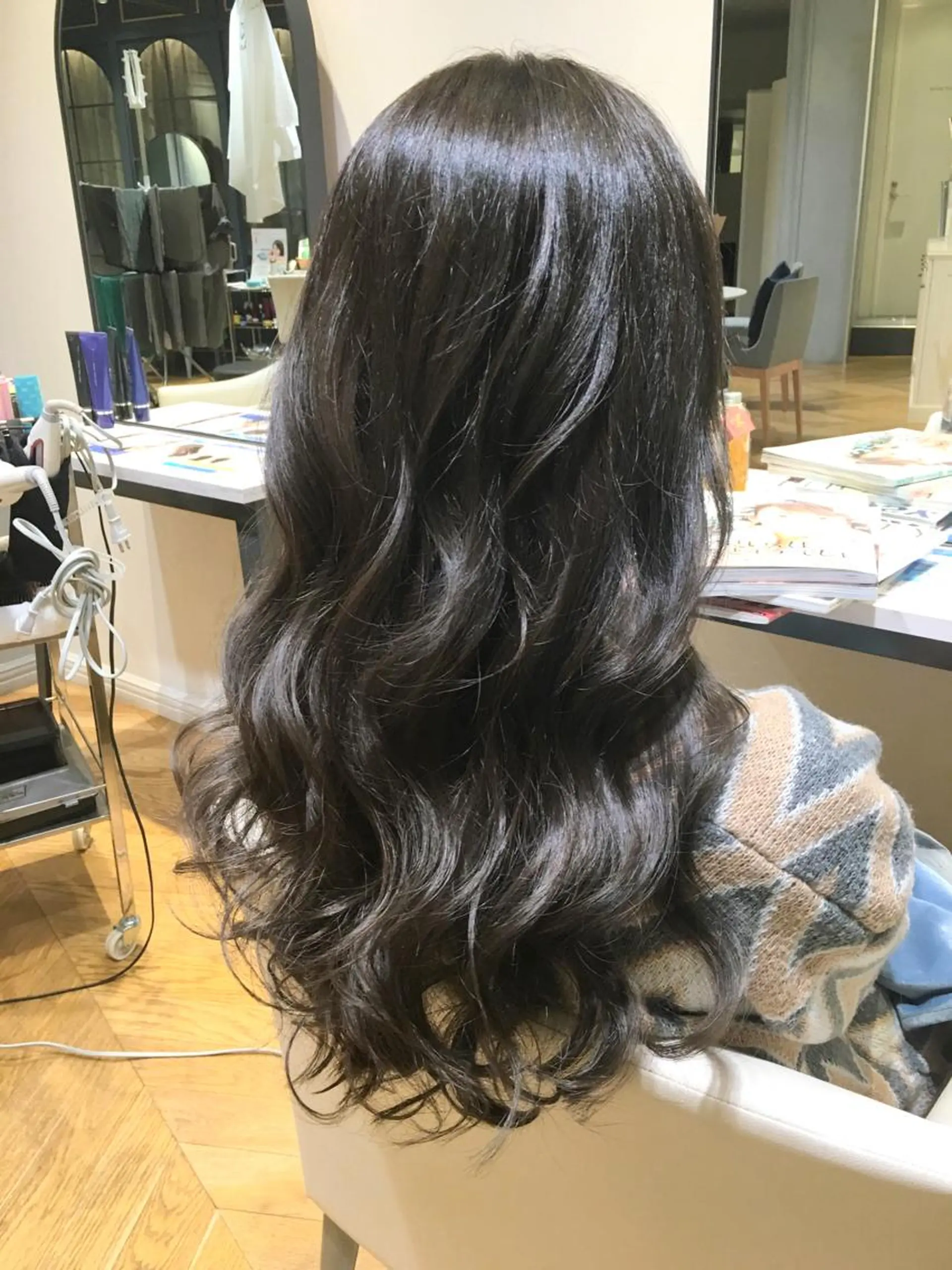 ミディアム セミロング ロング カラー パーマ グレージュ オレンジ 酸性縮毛矯正のプロ 杉山玲介のヘアスタイル