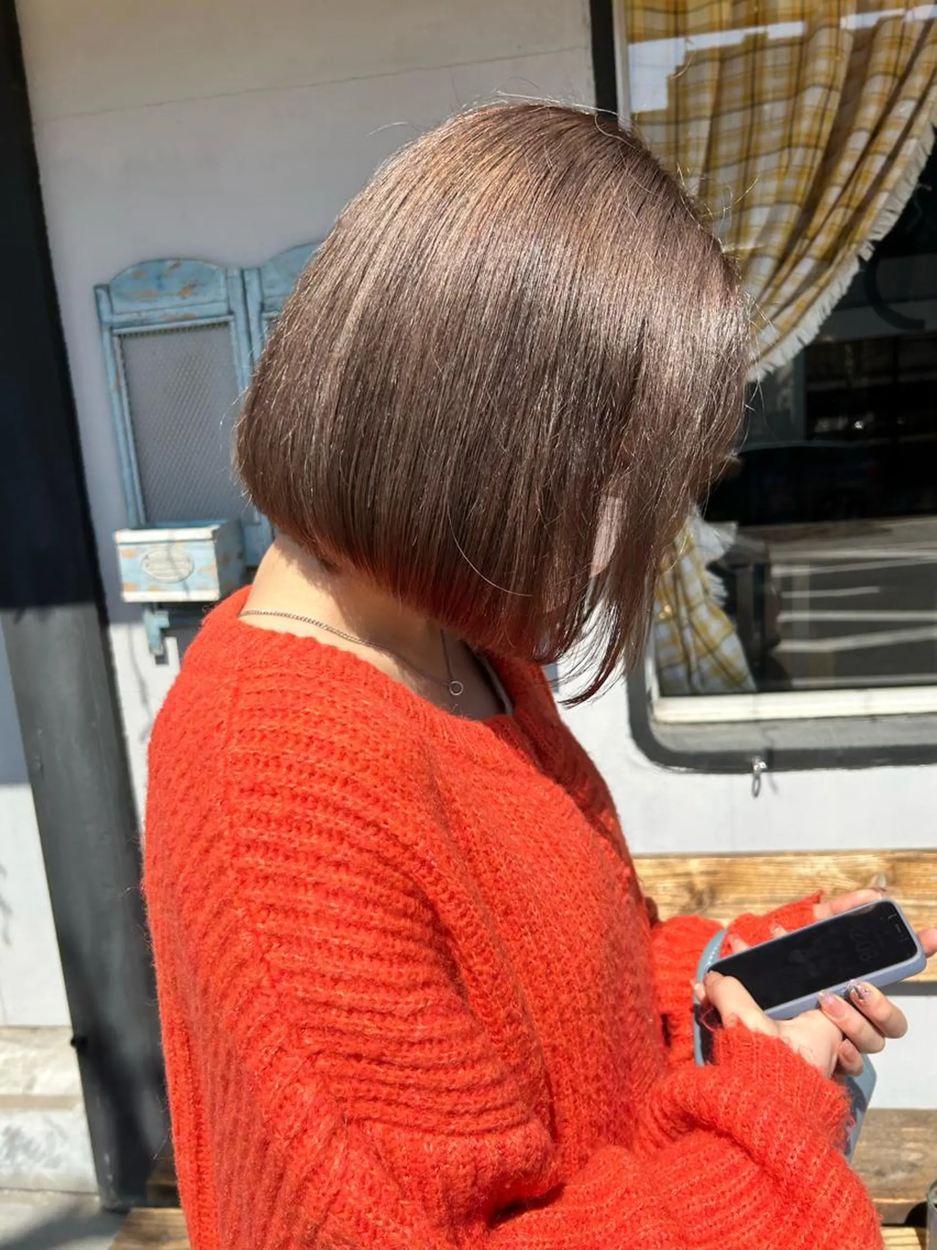 ショート 前下がりボブ ボブ ヘアカラー 問屋町chapter 日笠快生のヘアスタイル