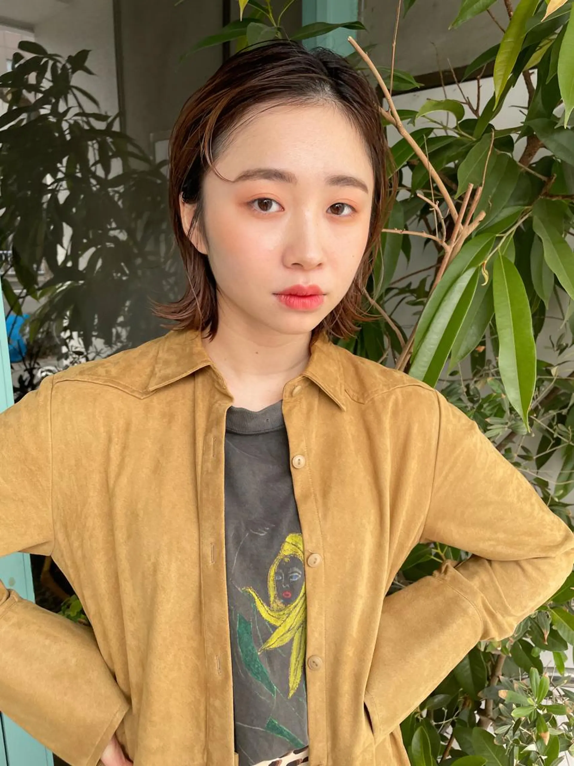 ミディアム カラー パーマ/レイヤー 岩山丈一郎のヘアスタイル