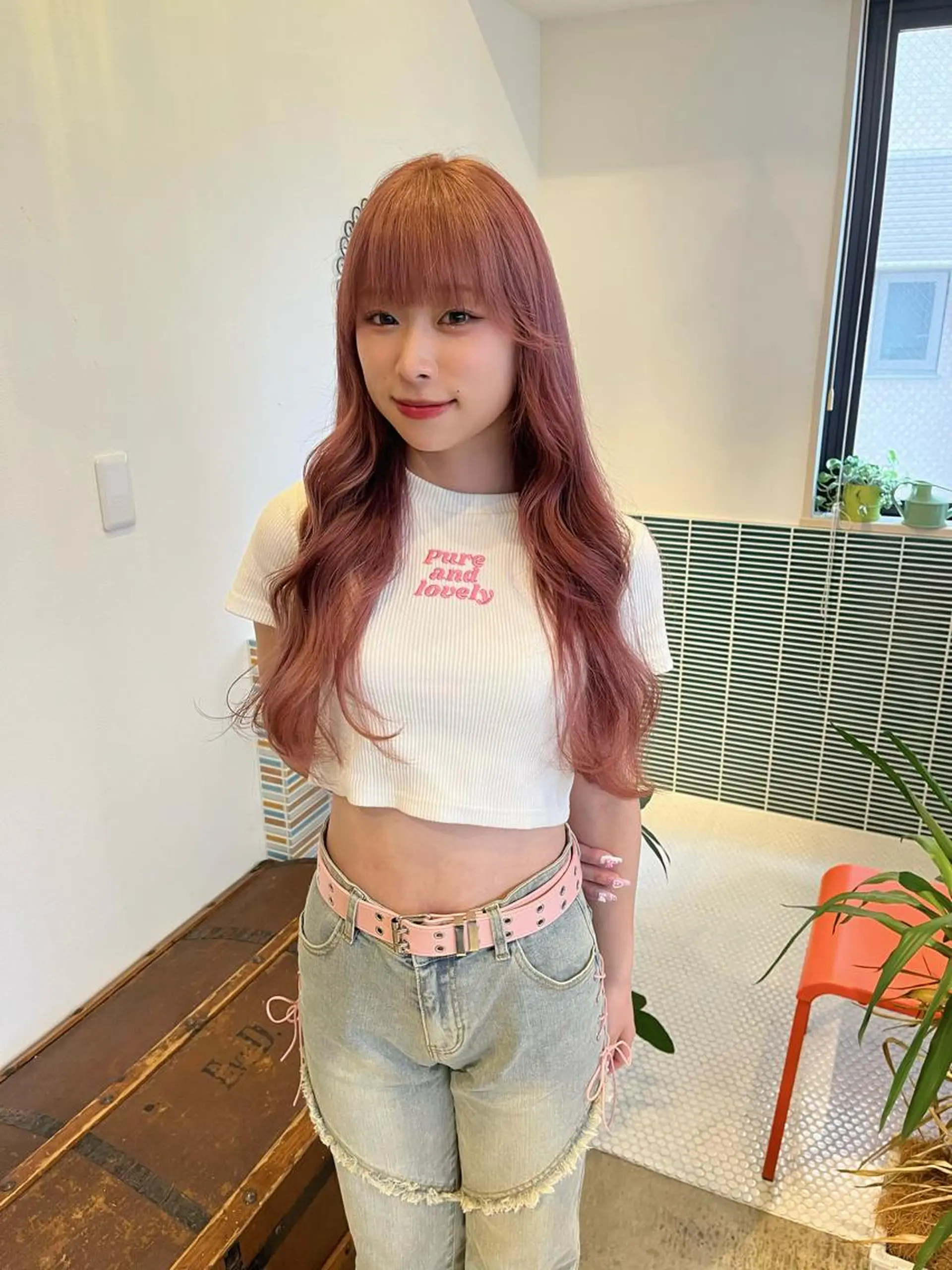 セミロング カラー ベージュカラー ブリーチ ピンクカラー ピンクベージュ カット ヘアカラー トリートメント 🩷ハイトーン透明感 レイヤー🩷ユリカのヘアスタイル