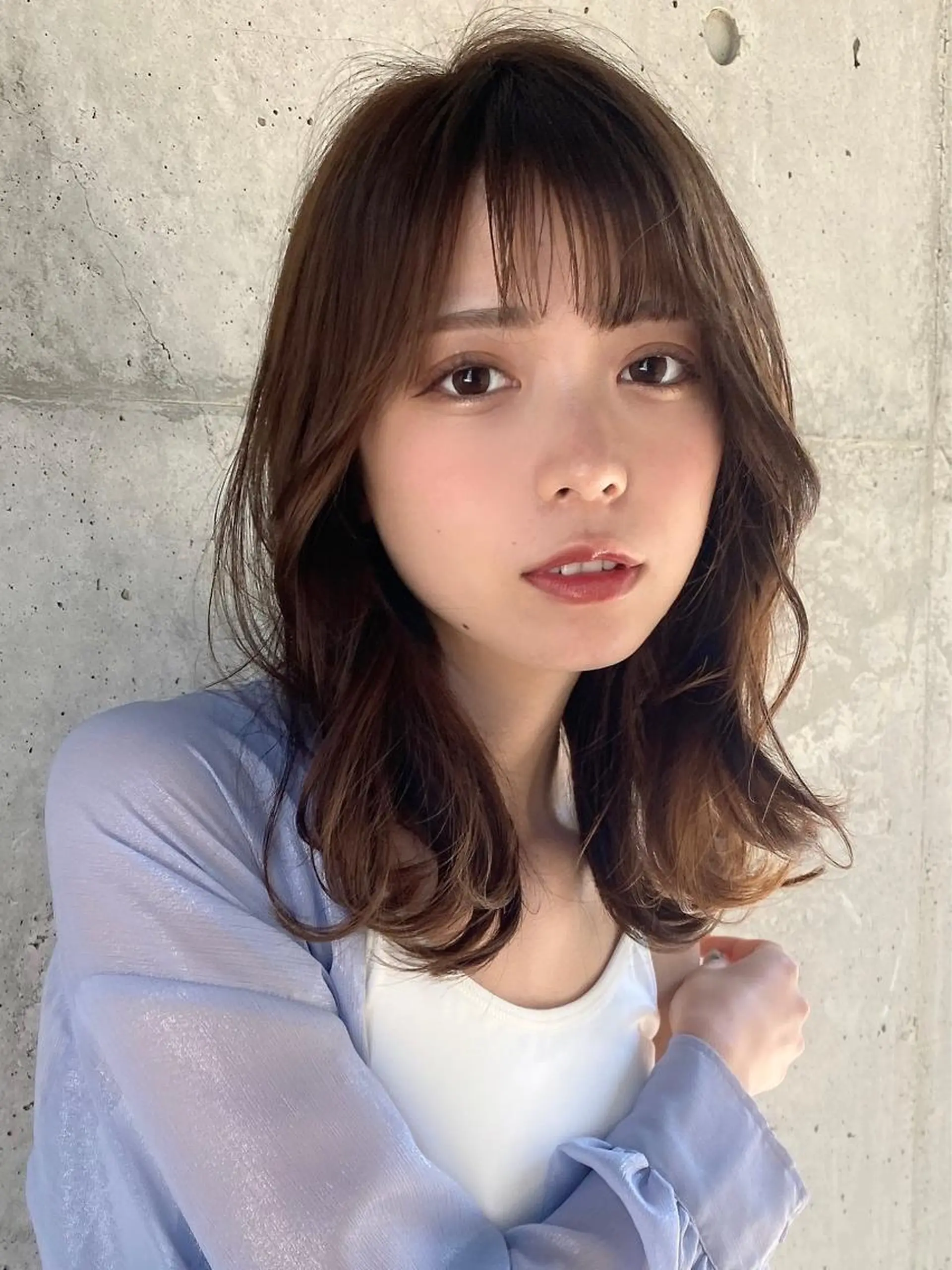 ミディアム カラー ベージュカラー ブラウンカラー くびれヘア 髪質改善 縮毛矯正 🧡くびれヘア/前髪 顔周り🧡久原結衣のヘアスタイル