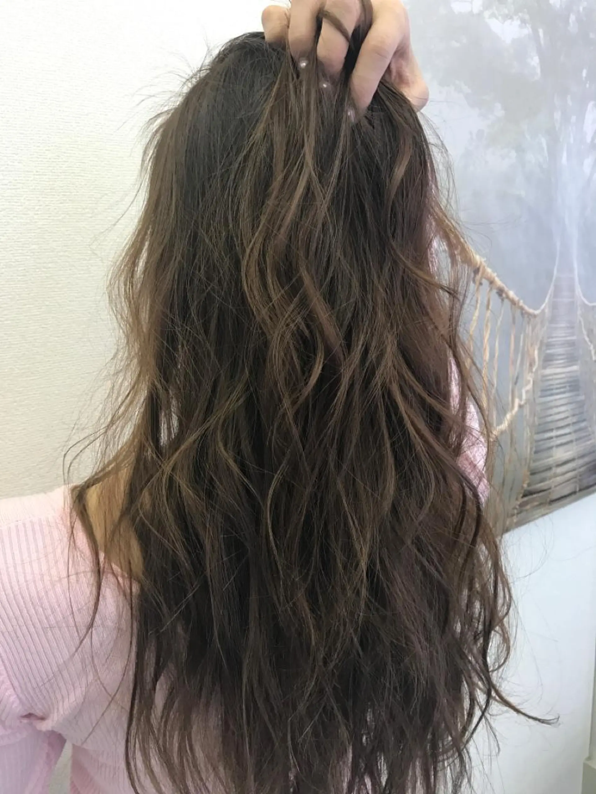 ロング カラー ヘアアレンジ 結婚式・ブライダル アッシュ バレイヤージュ ベージュカラー ブリーチ 溝部裕太Hair salon808代表のヘアスタイル