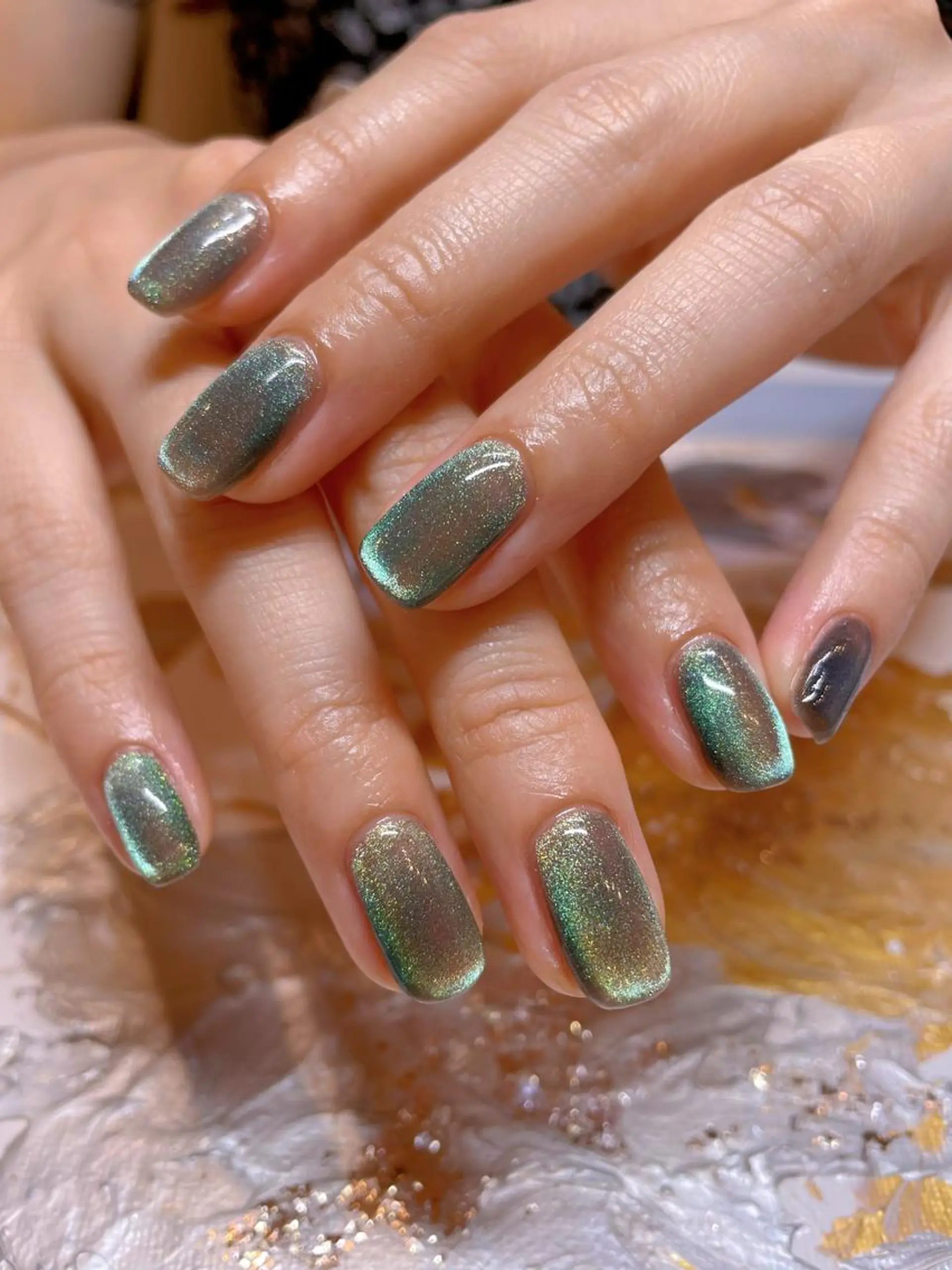 ネイル 氷ネイル・うるうるネイル マグネットネイル ハンドネイル ネイリスト ❄️ユキ❄️のネイルデザイン