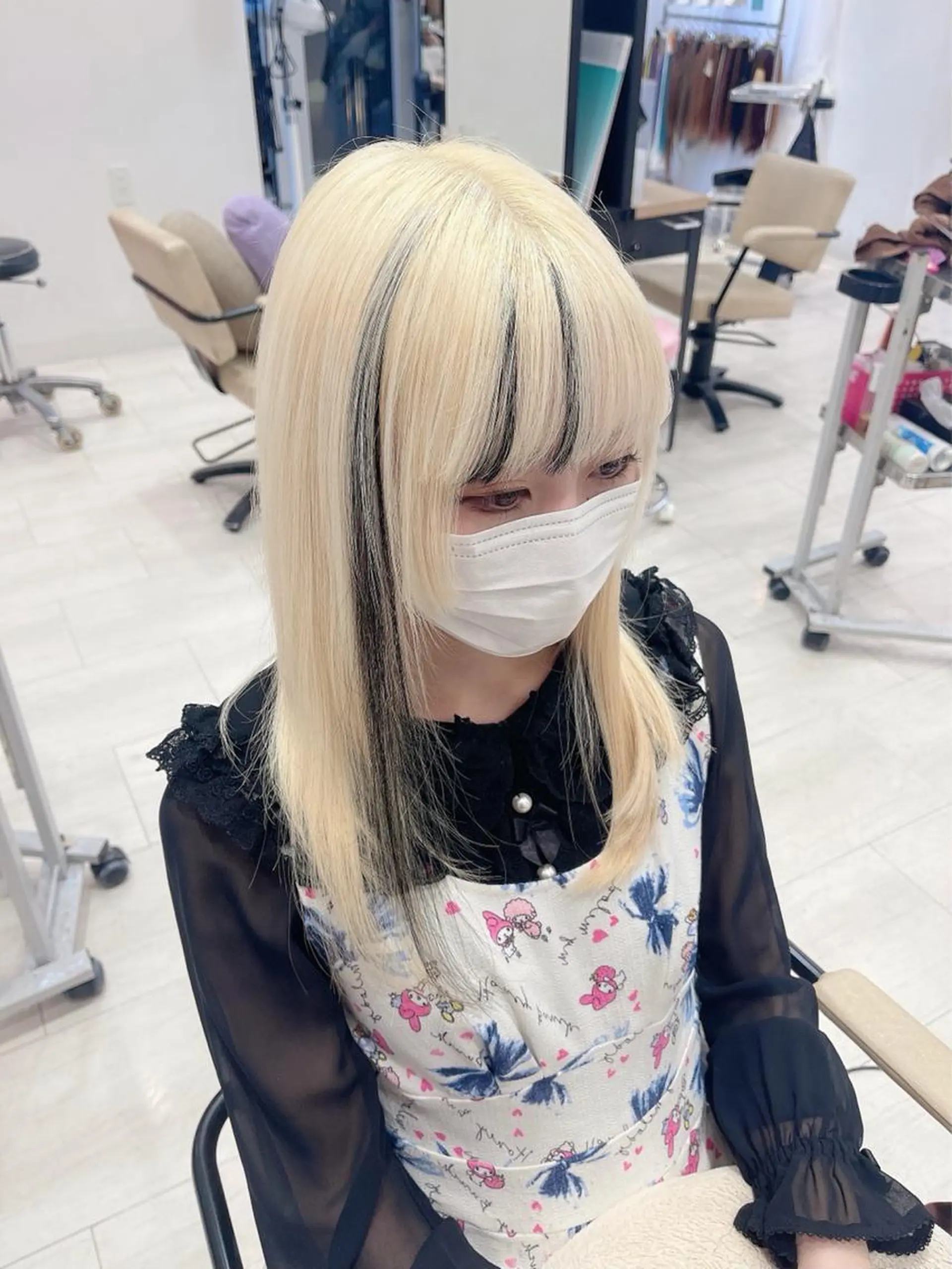 セミロング カラー 黒髪 エクステ エクステ Le'a渋谷所属・インナーエクステ渋谷 🦋KAJIのヘアスタイル