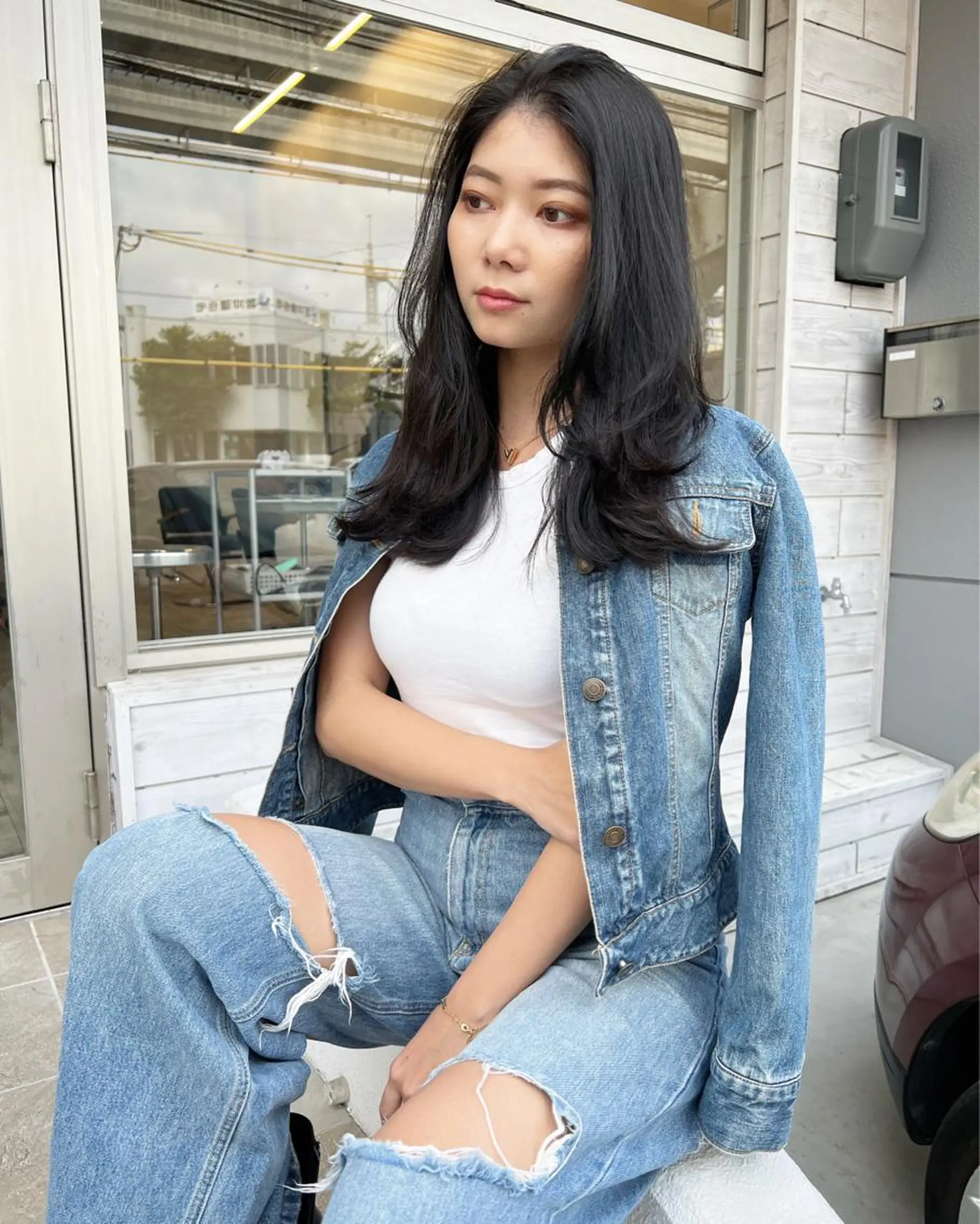 セミロング カラー レイヤーカット テトネ タカシのヘアスタイル