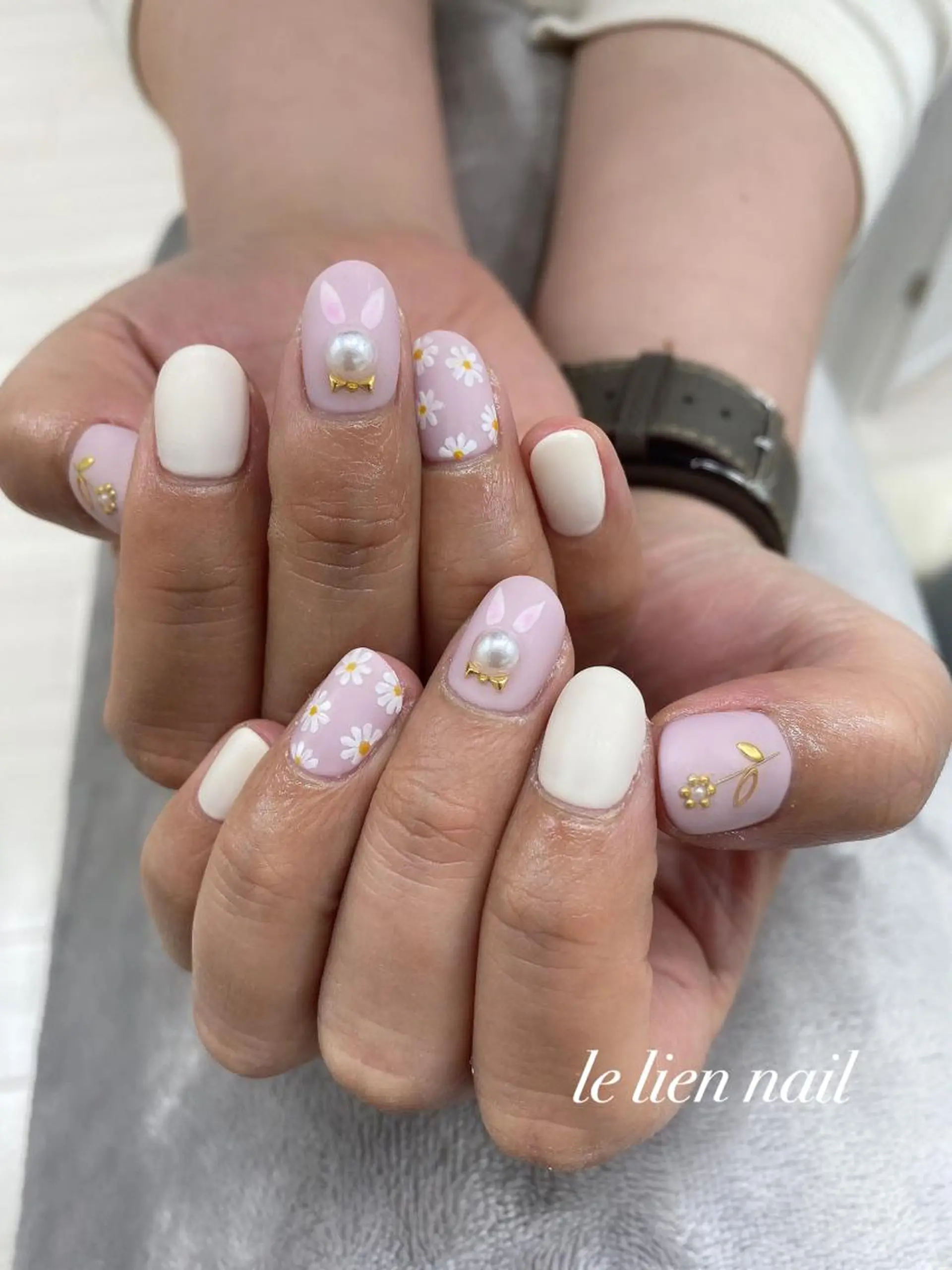ネイル 持ち込み 春ネイル le lien nailのネイルデザイン