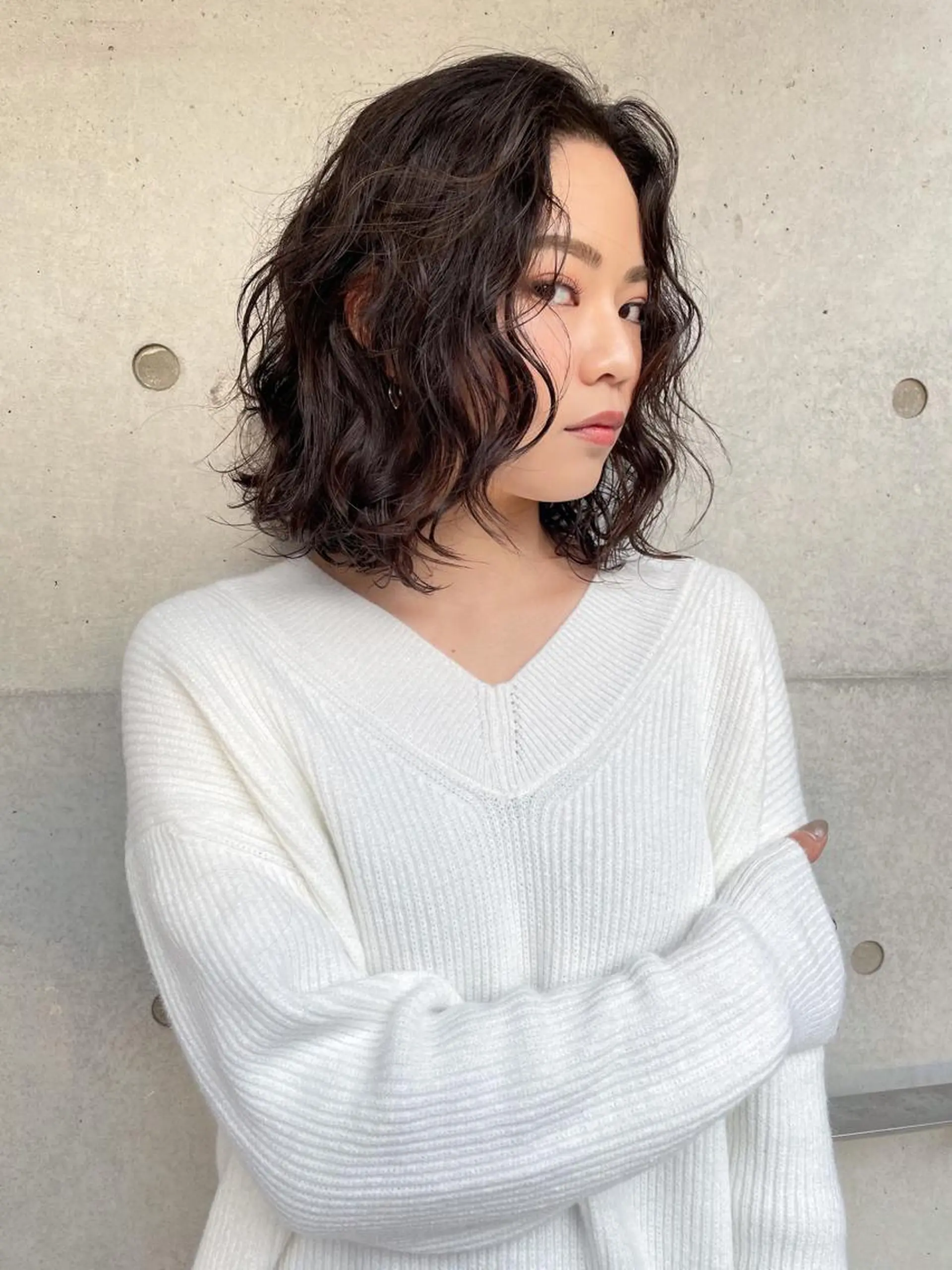 ミディアム カット パーマ nessヤマサキ リュウタのヘアスタイル
