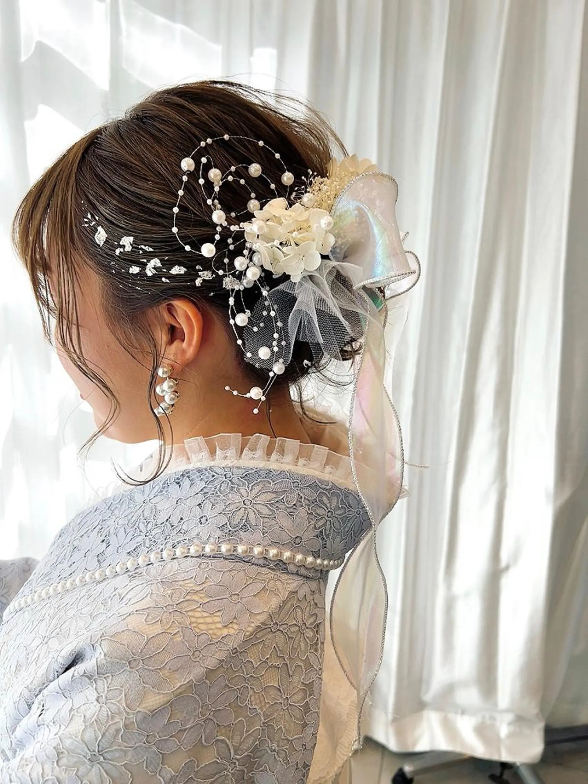 ミディアム ヘアアレンジ ボブ 髪飾り ヘアセット 池田 みのりのヘアスタイル