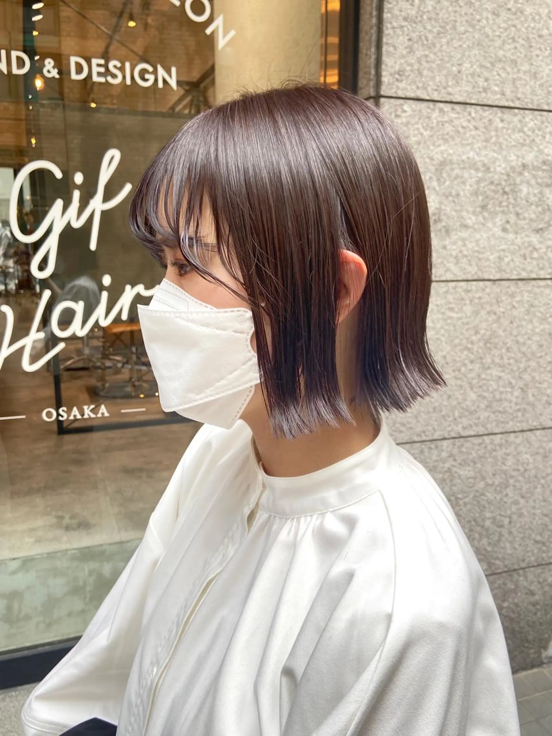 ショート カラー グレージュ ラベンダーカラー ラベンダーグレージュ ラベンダーグレー ボブ ノイシキ サキのヘアスタイル