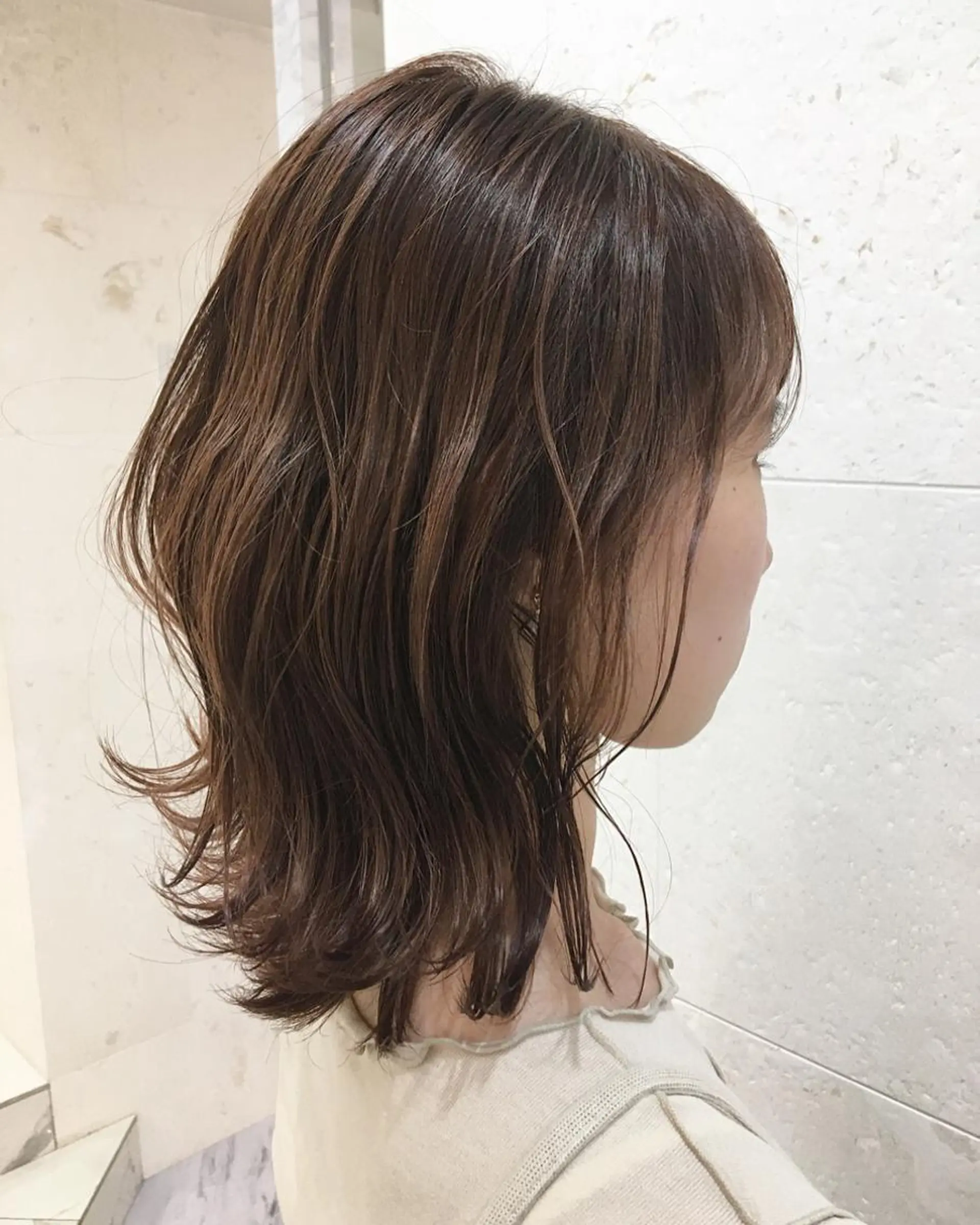 セミロング カラー ベージュカラー オレンジ オレンジベージュ カット ヘアカラー トリートメント 斉藤 貴也のヘアスタイル