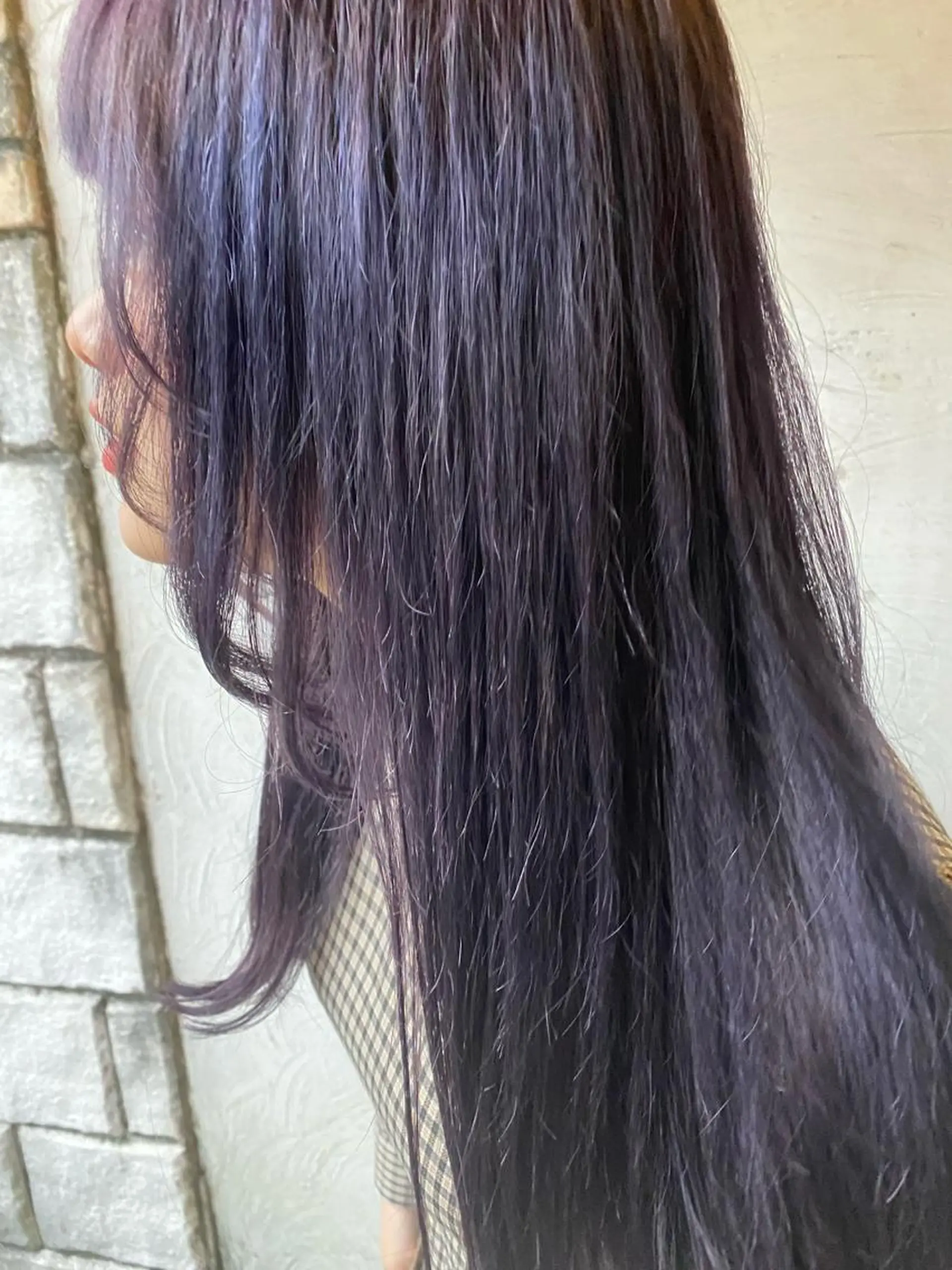 セミロング カラー ディープパープル パープルカラー お任せヘア☘️☘️ 及川渚のヘアスタイル