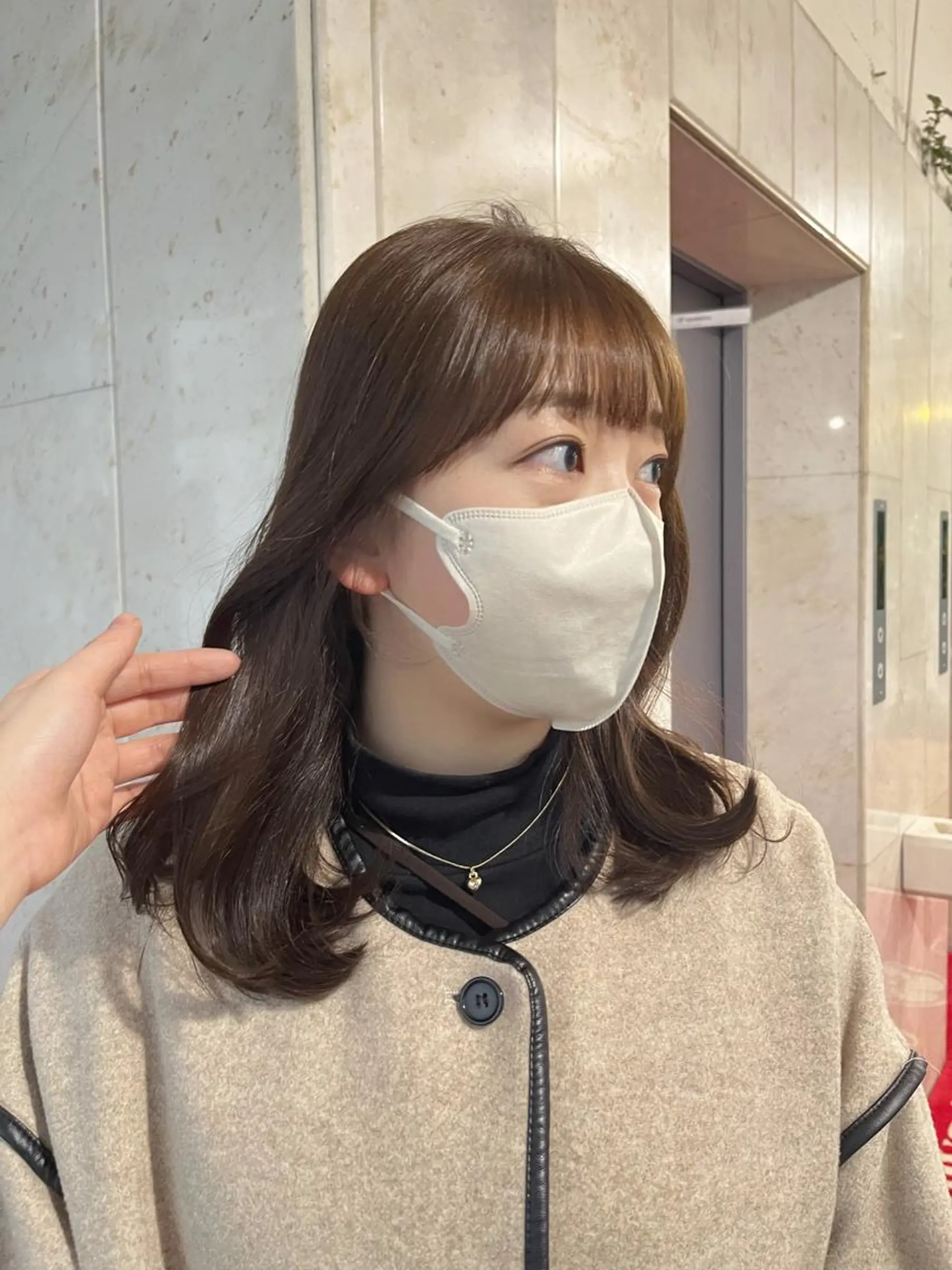 セミロング 切りっぱなしボブ ショートボブ ボブ くびれヘア 韓国風ヘア カット ヘアカラー ボブ顔周り 韓国遠藤小雪のヘアスタイル