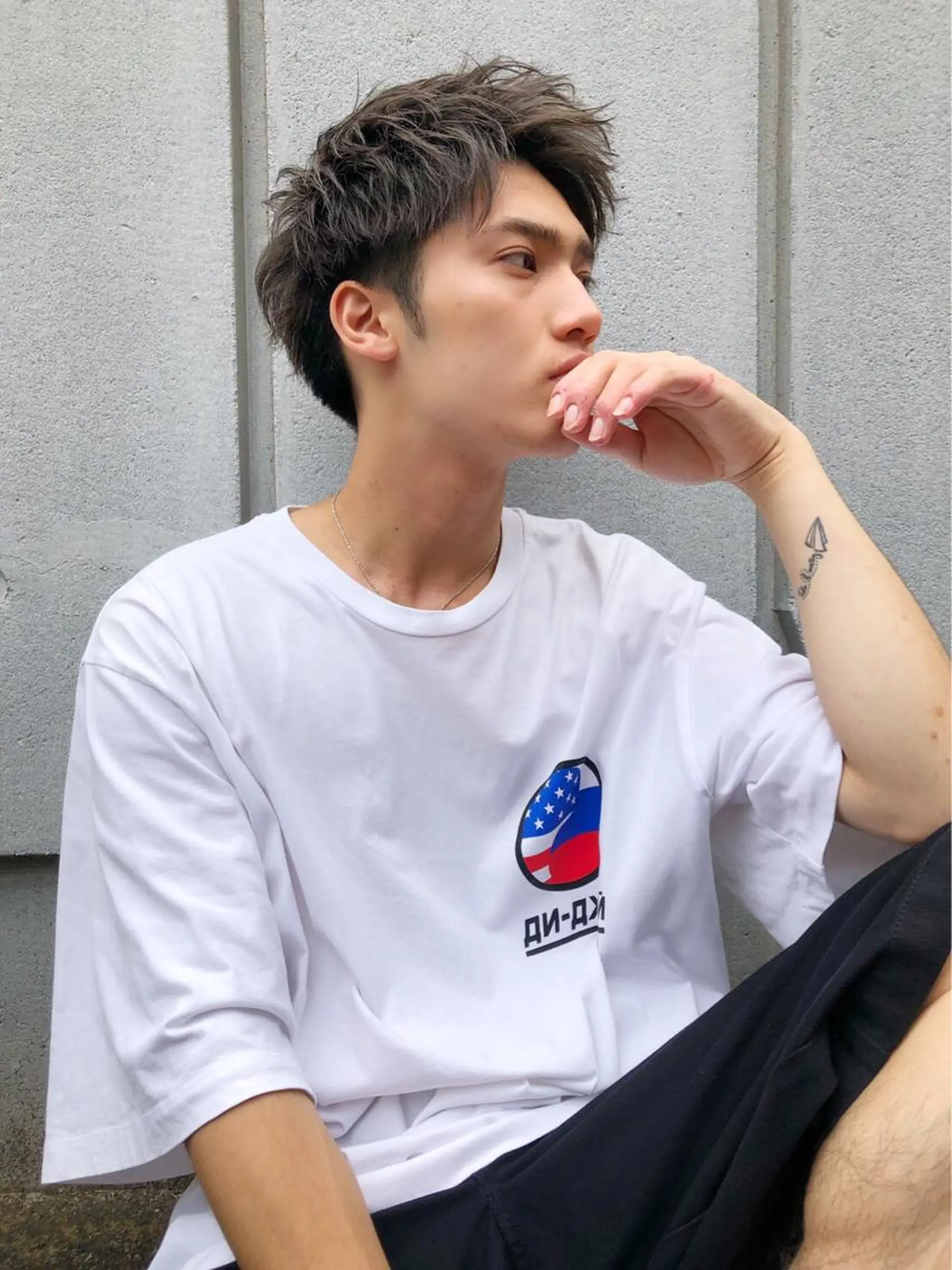 ショート カラー メンズ 赤み消し🌿 透明感カラー🫧のヘアスタイル