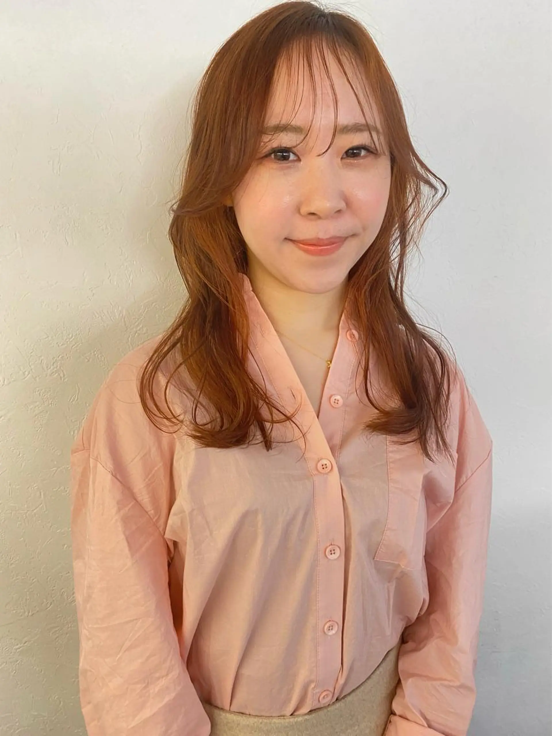 ミディアム カラー ブラウンカラー オレンジ オレンジブラウン カット ヘアカラー トリートメント 森貴裕/ベージュ/ パーマ/オリーブのヘアスタイル