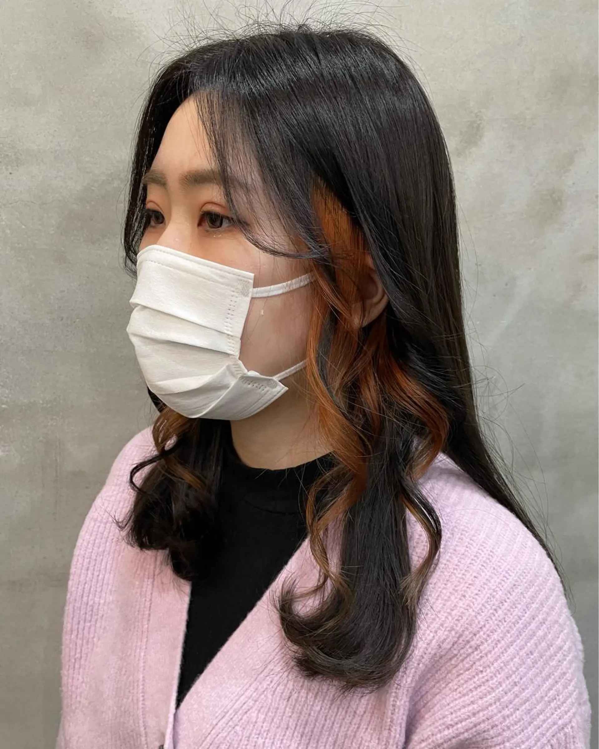 セミロング カラー ヘアアレンジ インナーカラー ヘアカラー トリートメント 【ピンク/韓国ヘア/ ヘアセット】亜海のヘアスタイル