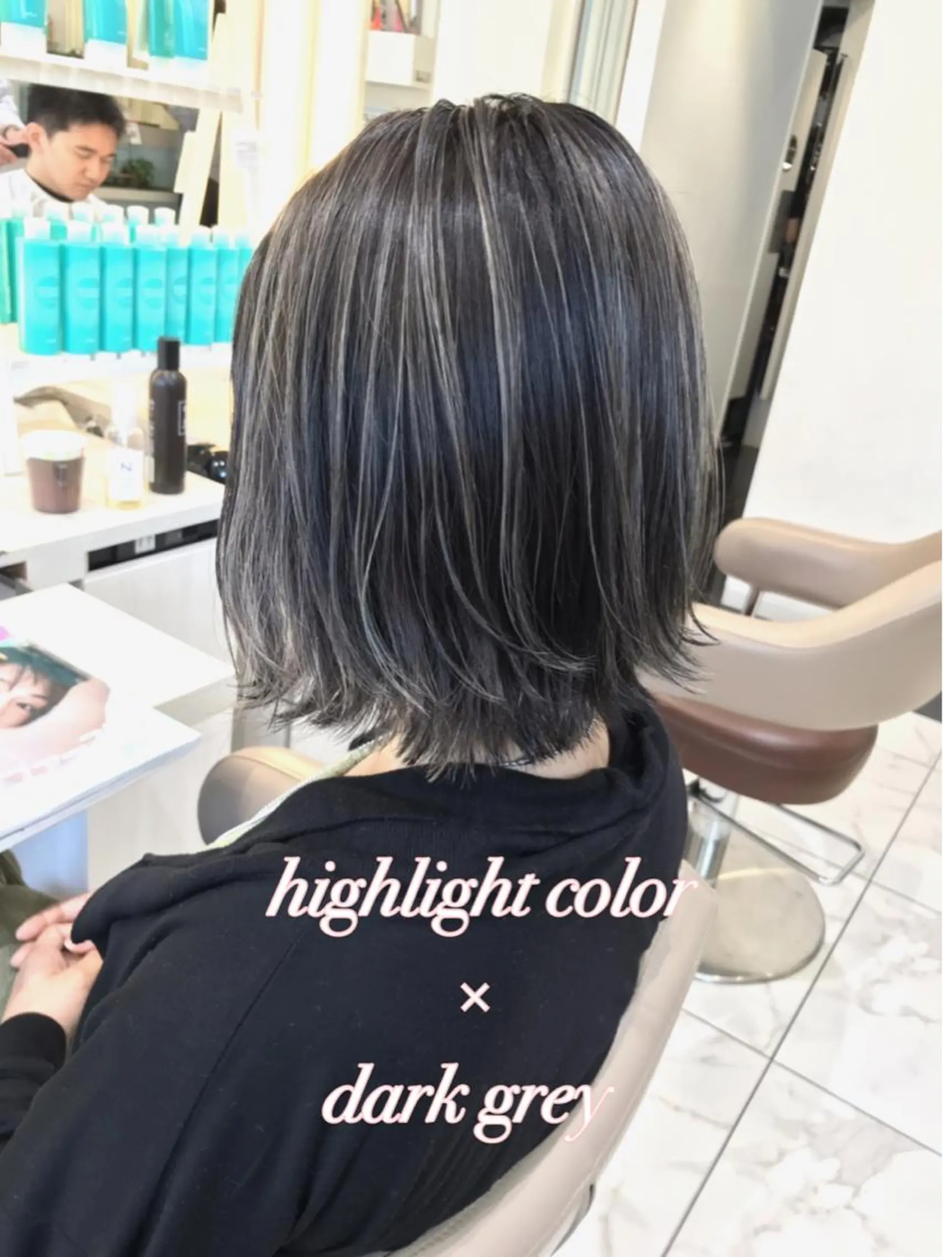 ショート カラー ダークグレー ハイライトカラー ハイライト カット ヘアカラー トリートメント 山崎俊輔/髪質改善 /バレイヤージュのヘアスタイル