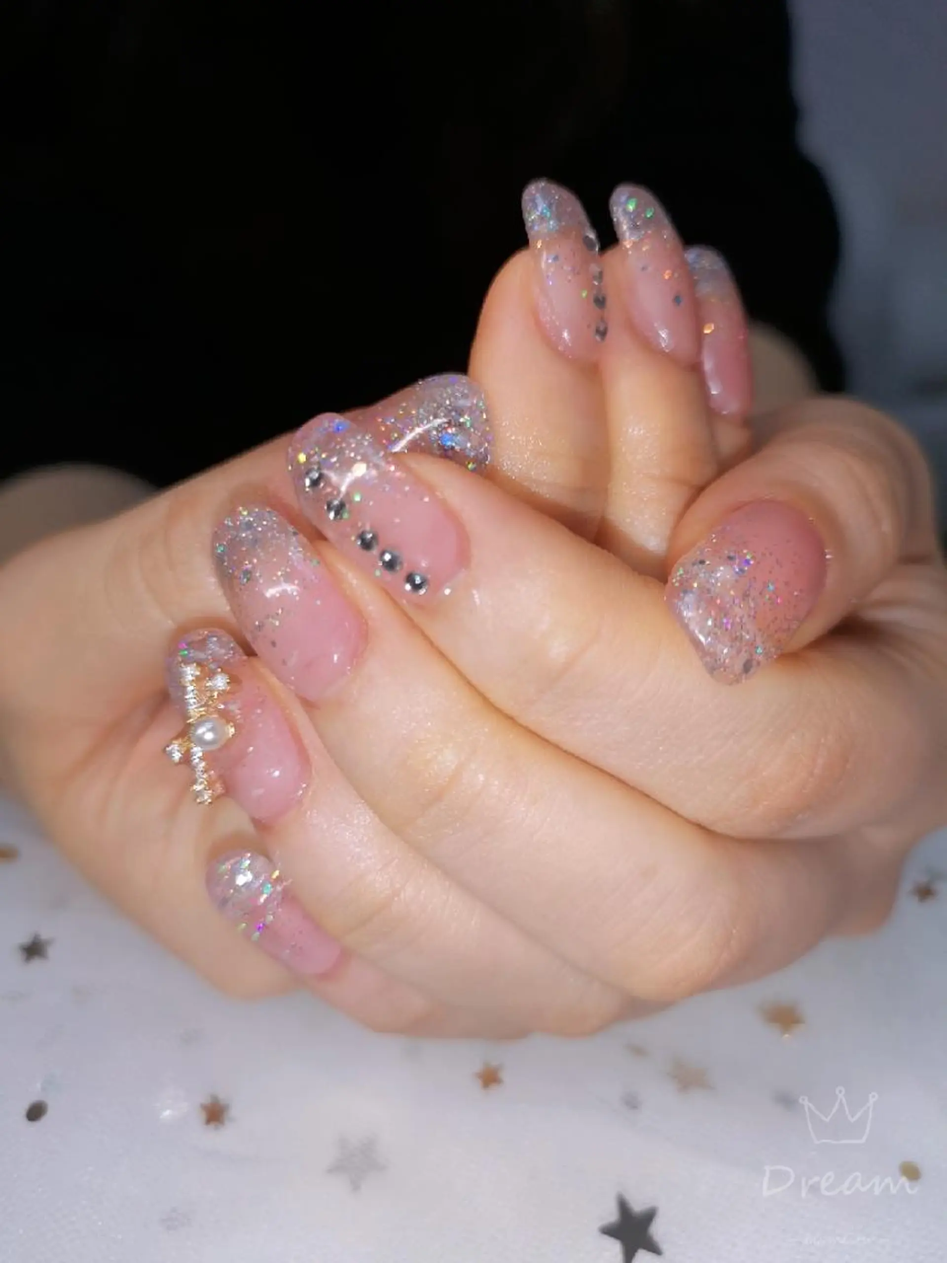 セミロング ネイル ネイリストゆか💅 長さだし、深爪矯正のネイルデザイン