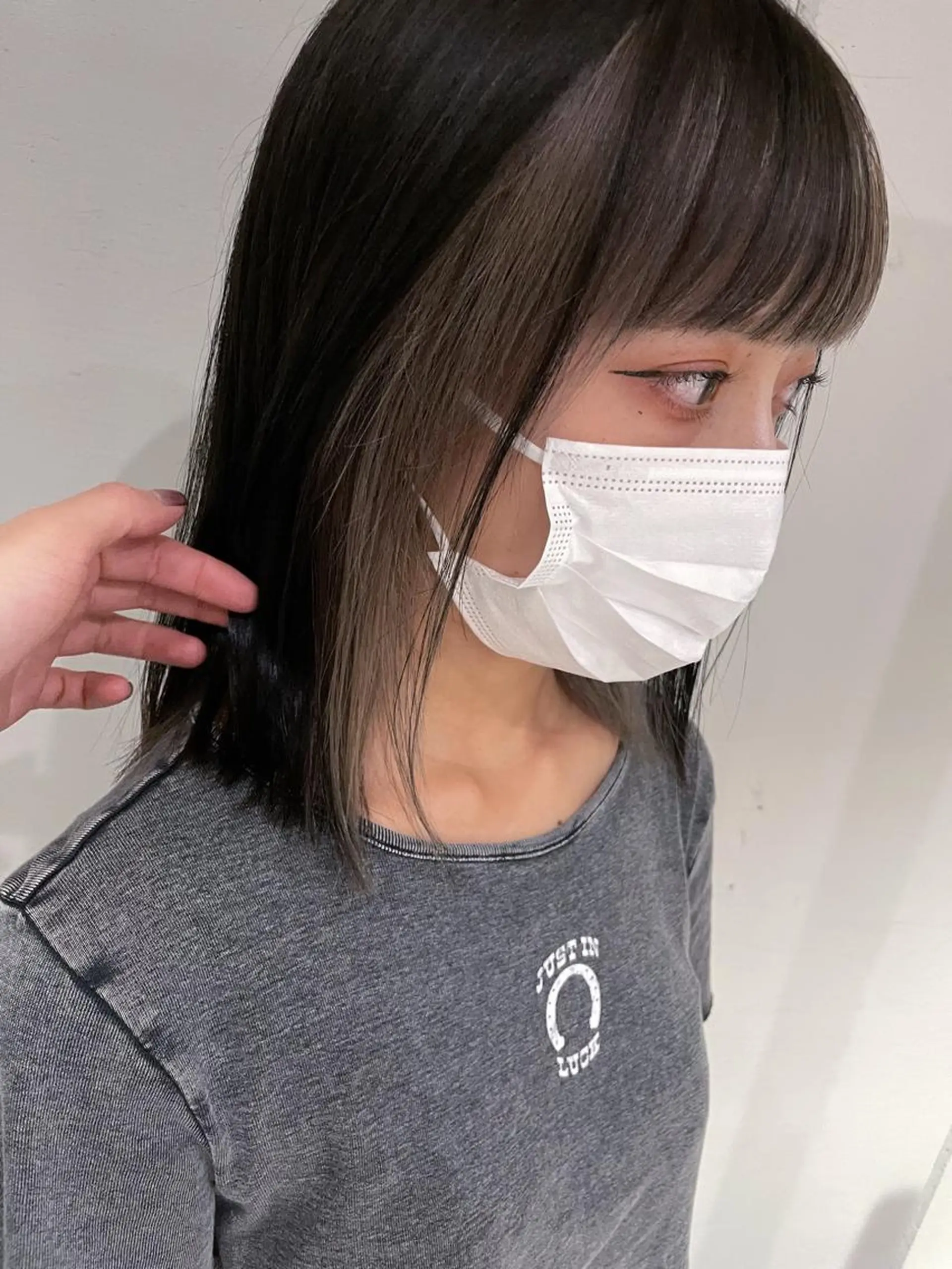 ミディアム 美髪矯正/艶カラー ボブ/栄/鐘ヶ江純也のヘアスタイル