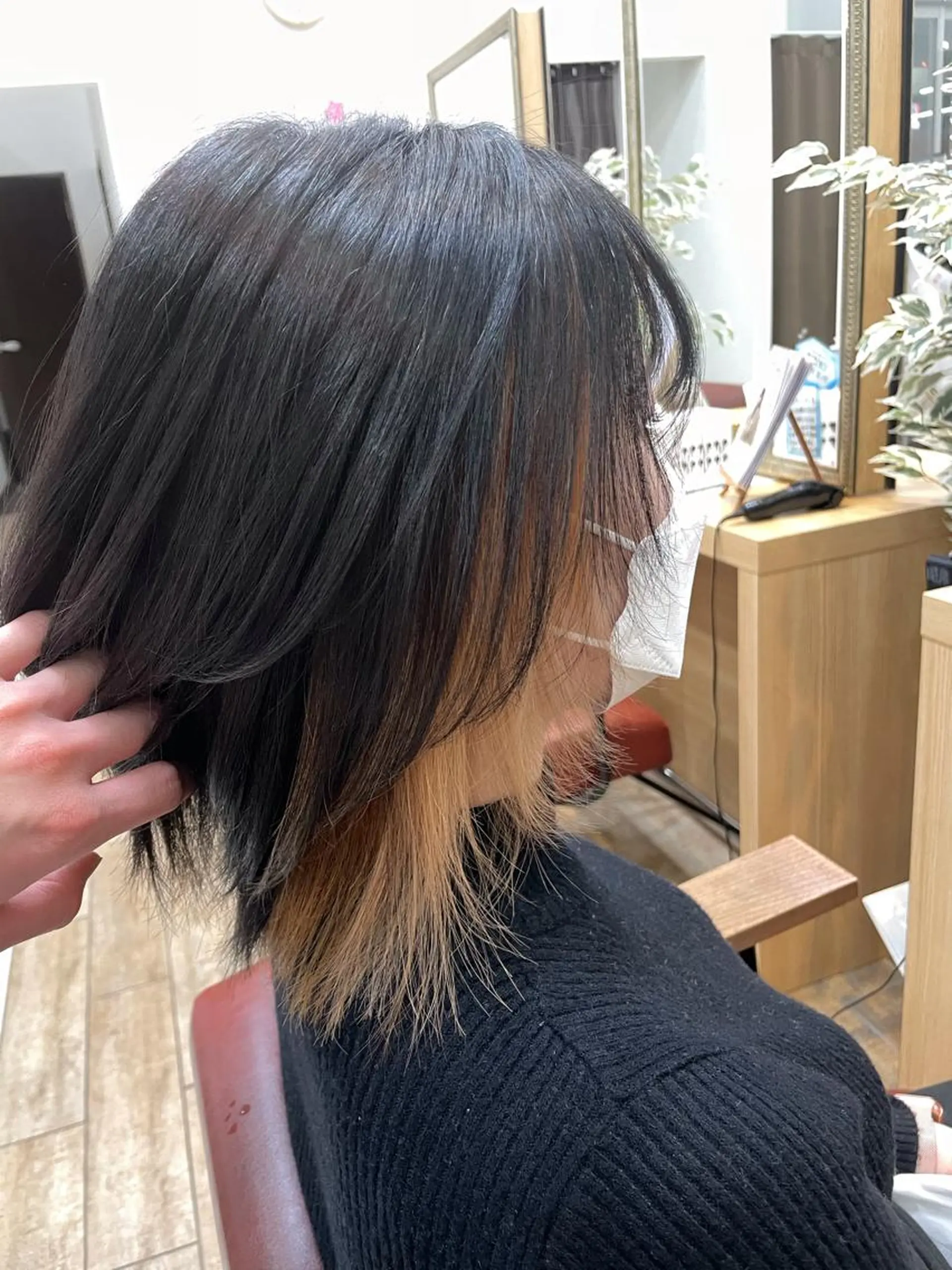 ミディアム カラー オレンジ ウルフカット 💫カットパーマ💫 伊原虎太郎のヘアスタイル