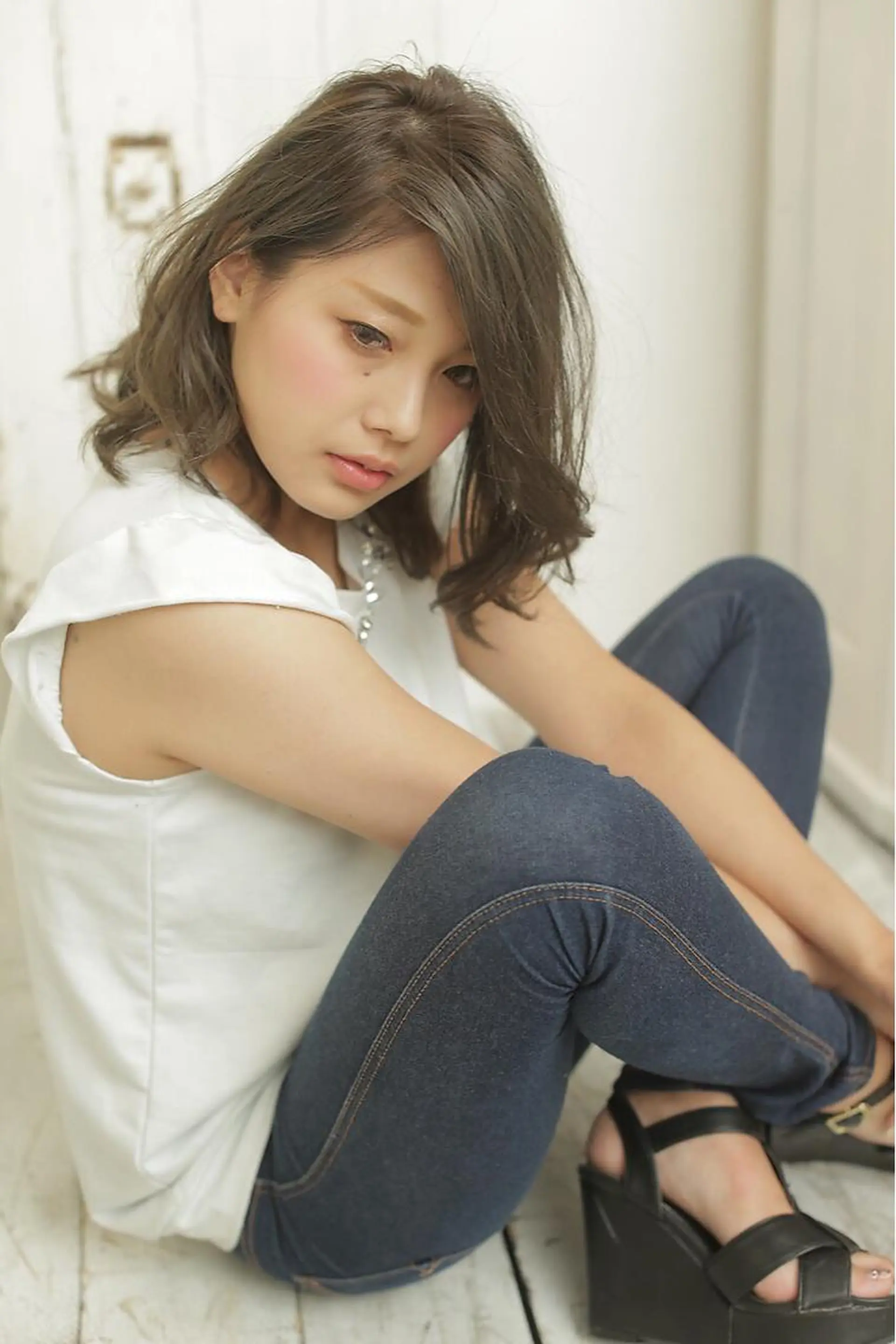 ミディアム セミロング 髪質改善 カラー専門店のヘアスタイル