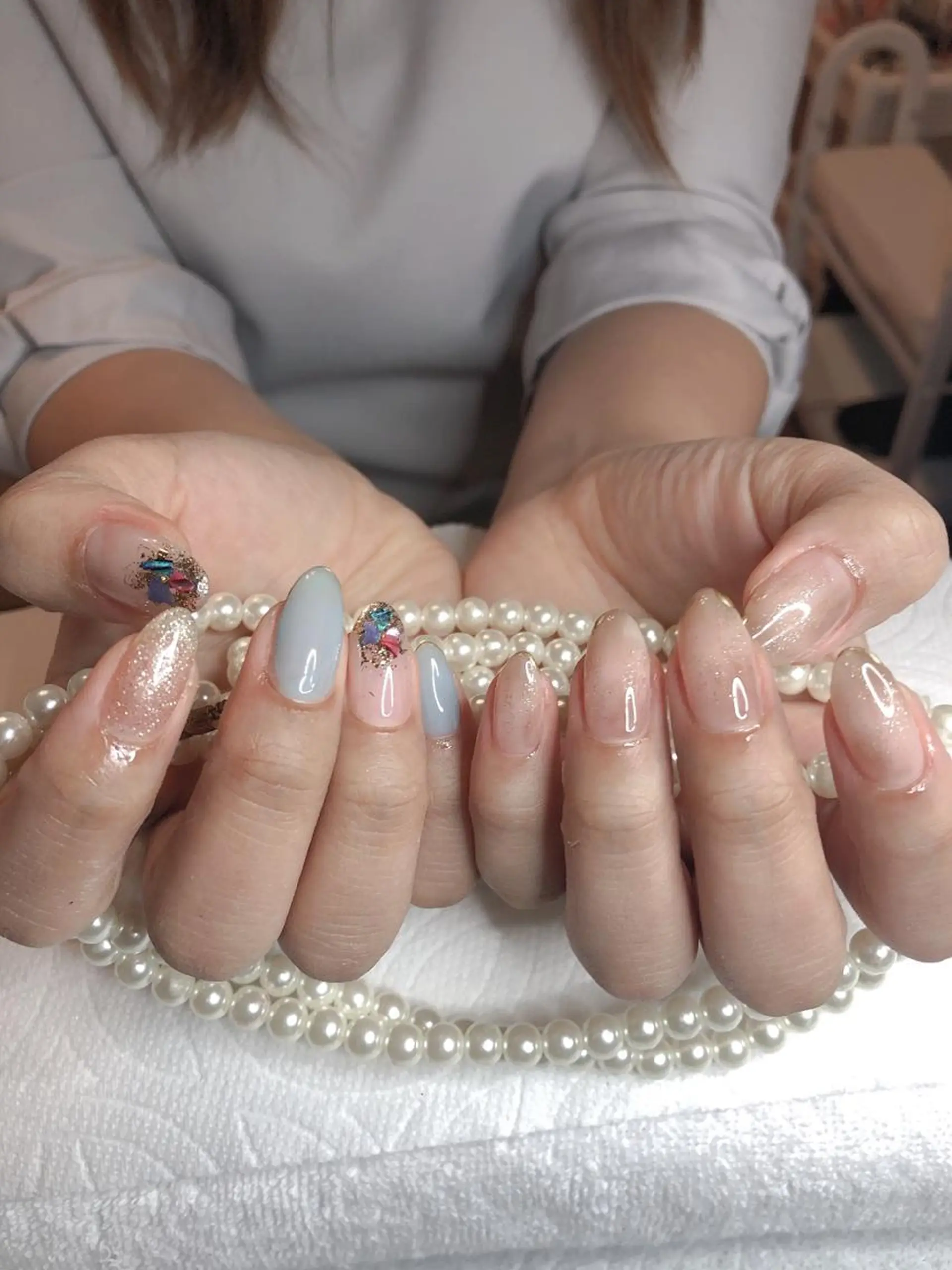 セミロング ネイル ハンドネイル 長さ出し専門 nynaのネイルデザイン