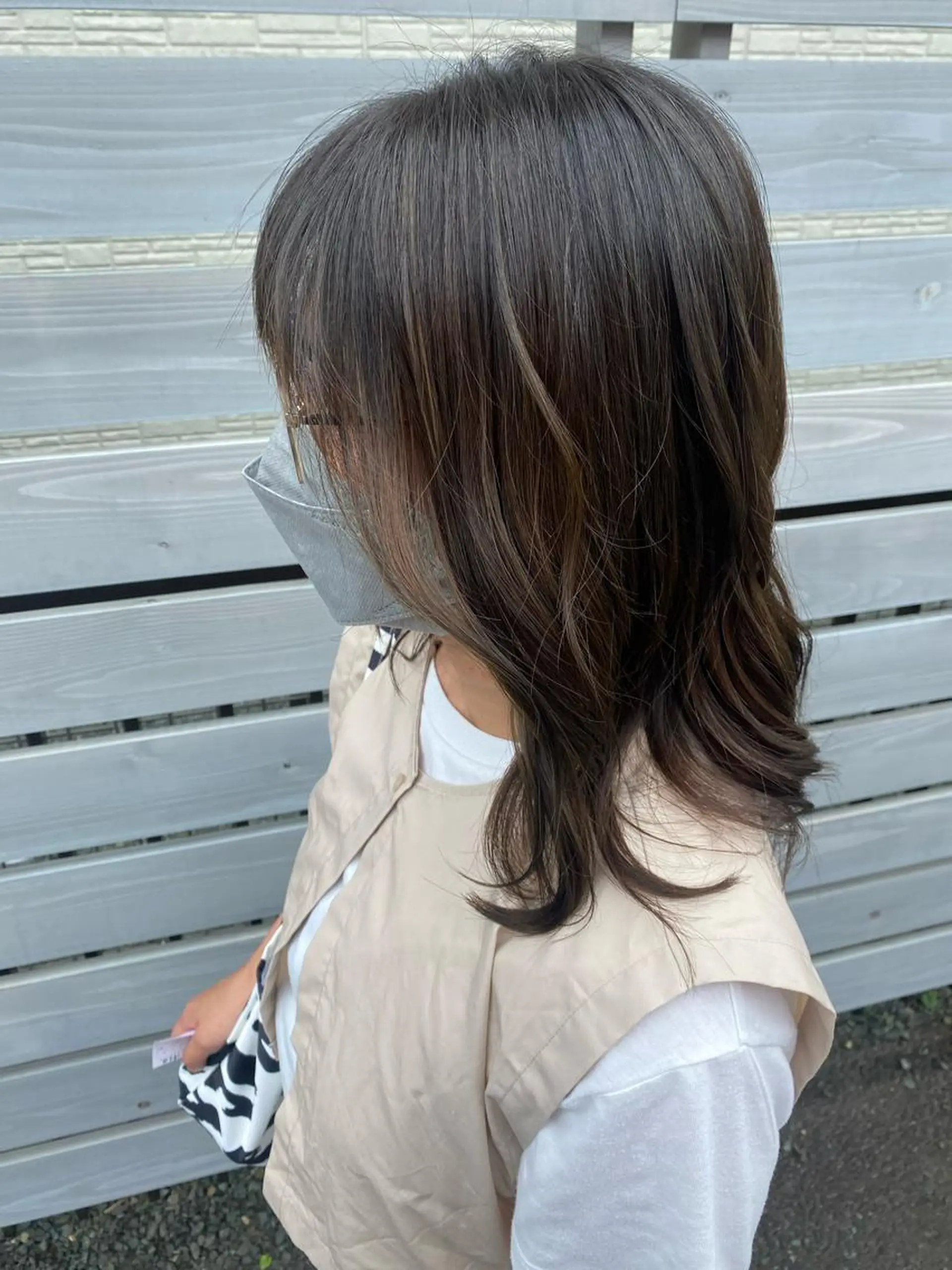 セミロング カラー アッシュ 透明感カラー ハイライトカラー ハイライト 髪質改善 透明感/ダブル カラー🧸こころのヘアスタイル