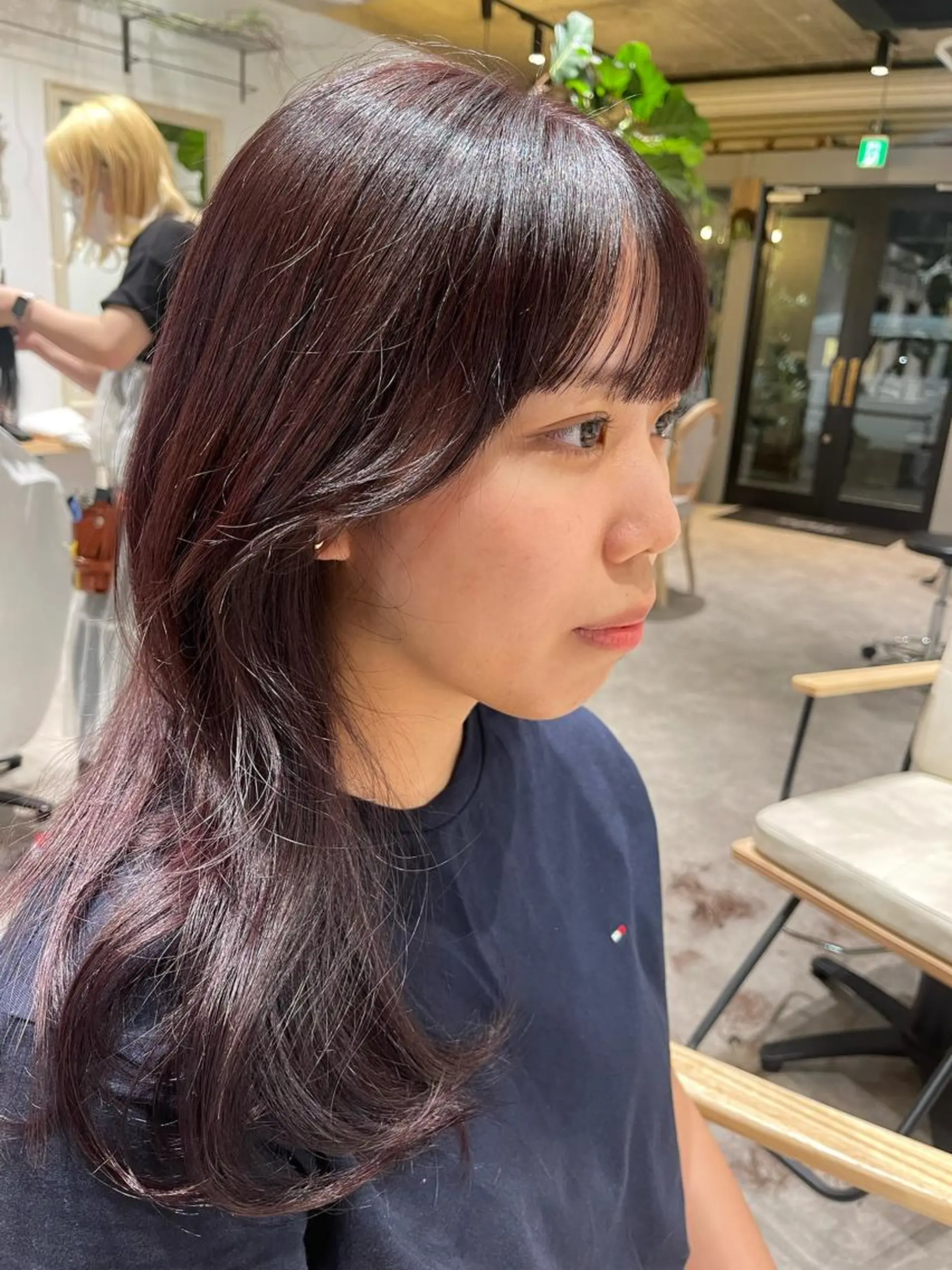 ロング 顔まわりレイヤー 顔周りカット 韓国風ヘア レイヤーカット カット ano @anomukuiのヘアスタイル