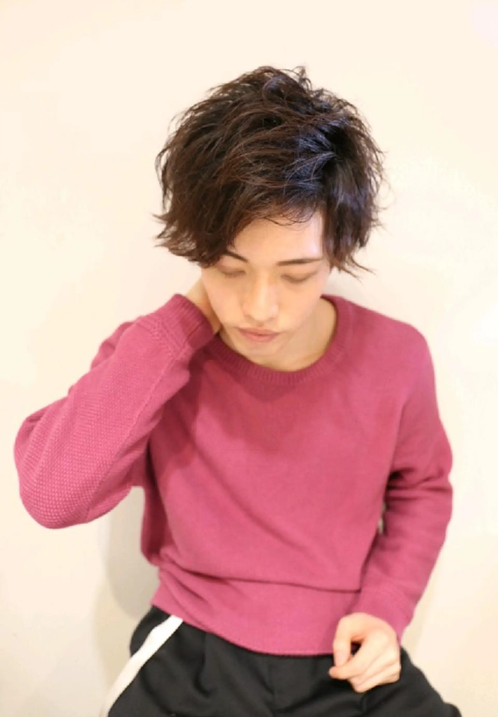 メンズ カラー パーマ ヘアアレンジ アップバング マッシュ ブリーチ/ヘアケア/ 艶髪/イギチハルのヘアスタイル