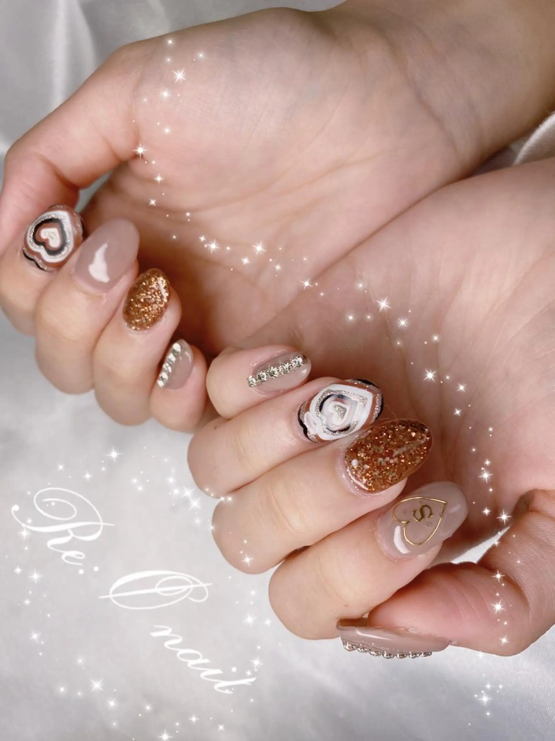 ネイル ブラウン ハンドネイル Re:Ø nail 🩵TSUJIのネイルデザイン