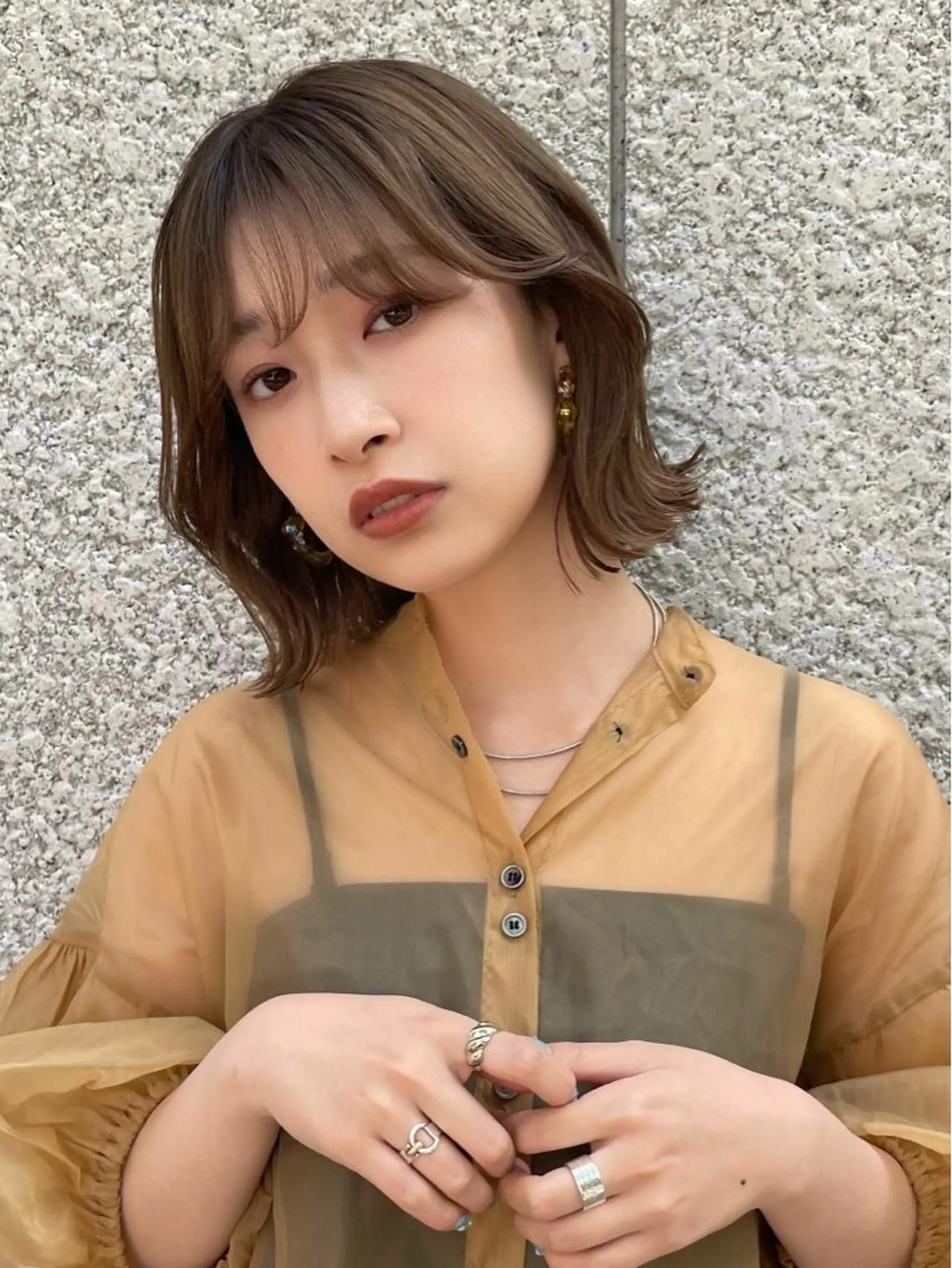 ミディアム カラー オリーブカラー ボブ くびれヘア 顔まわりレイヤー 韓国風ヘア カット ヘアカラー トリートメント 卒業式受付中🌻 肥田亜沙美のその他イメージ