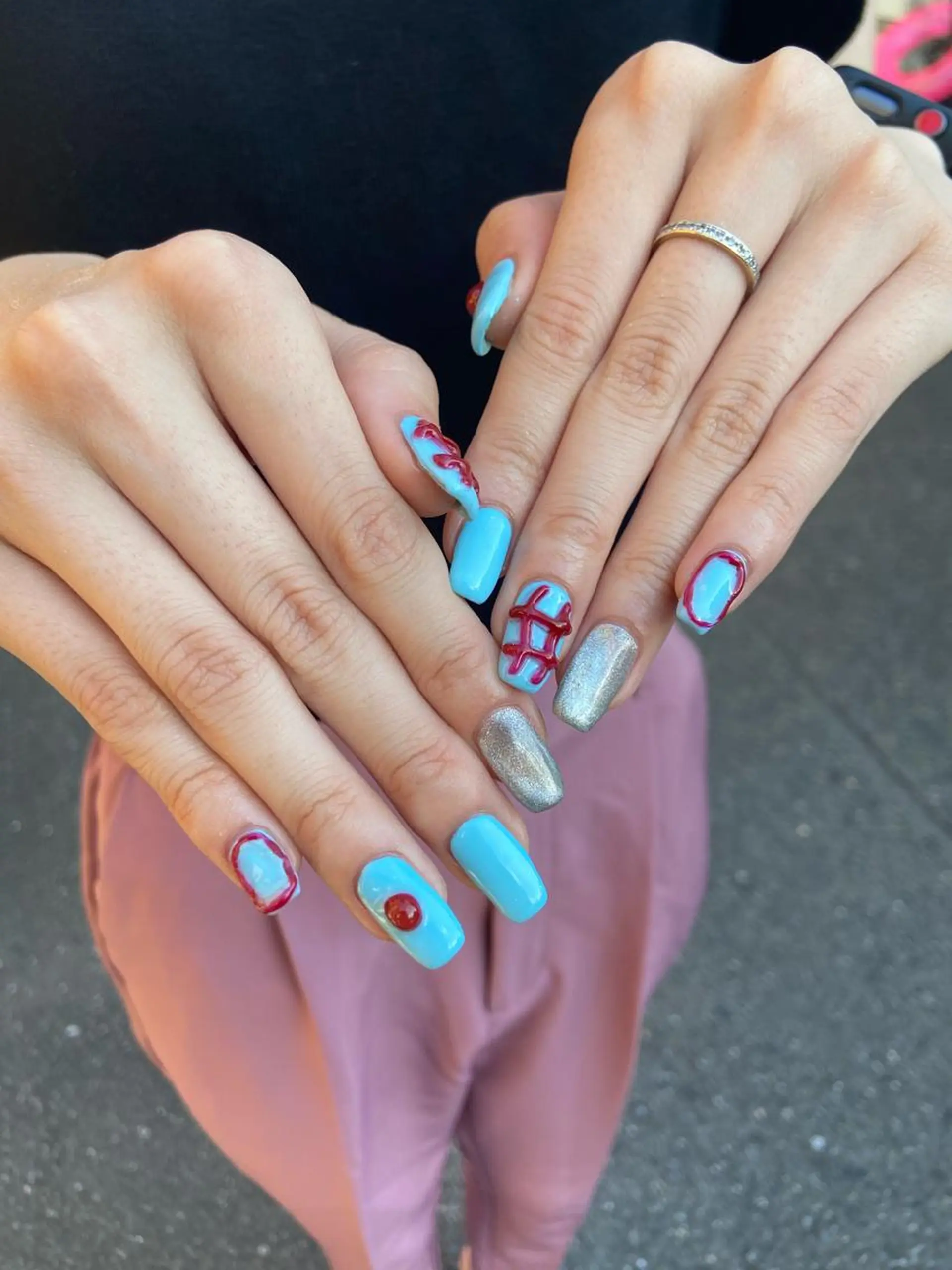 ネイル アートネイル 韓国ネイル 水色 ニュアンスネイル ワンカラーネイル . unffのネイルデザイン