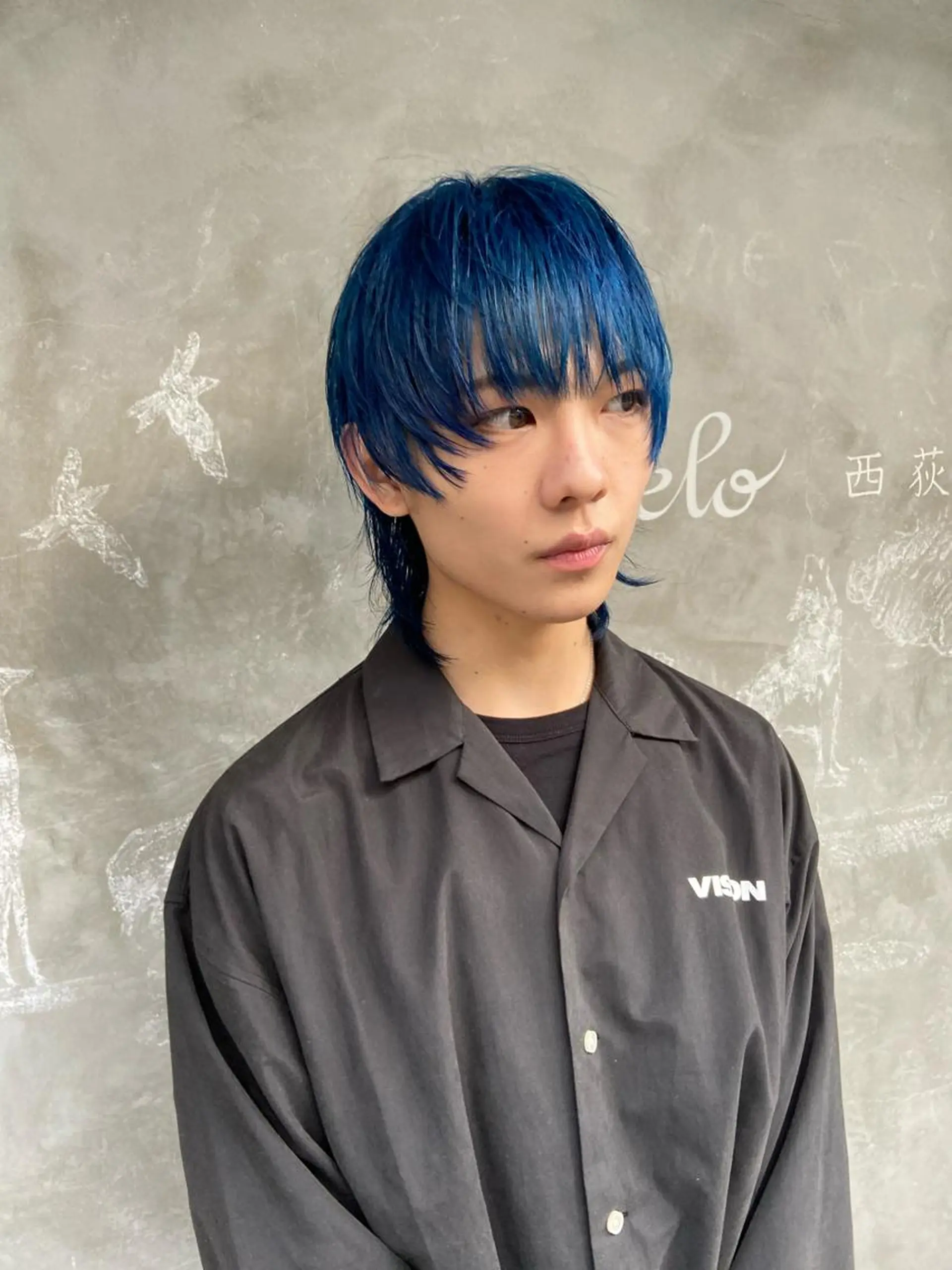 ショート カラー メンズ メンズブリーチ ブリーチ ブルーカラー sola方南町所属・原一真/ 外国人ショートヘアのヘアスタイル