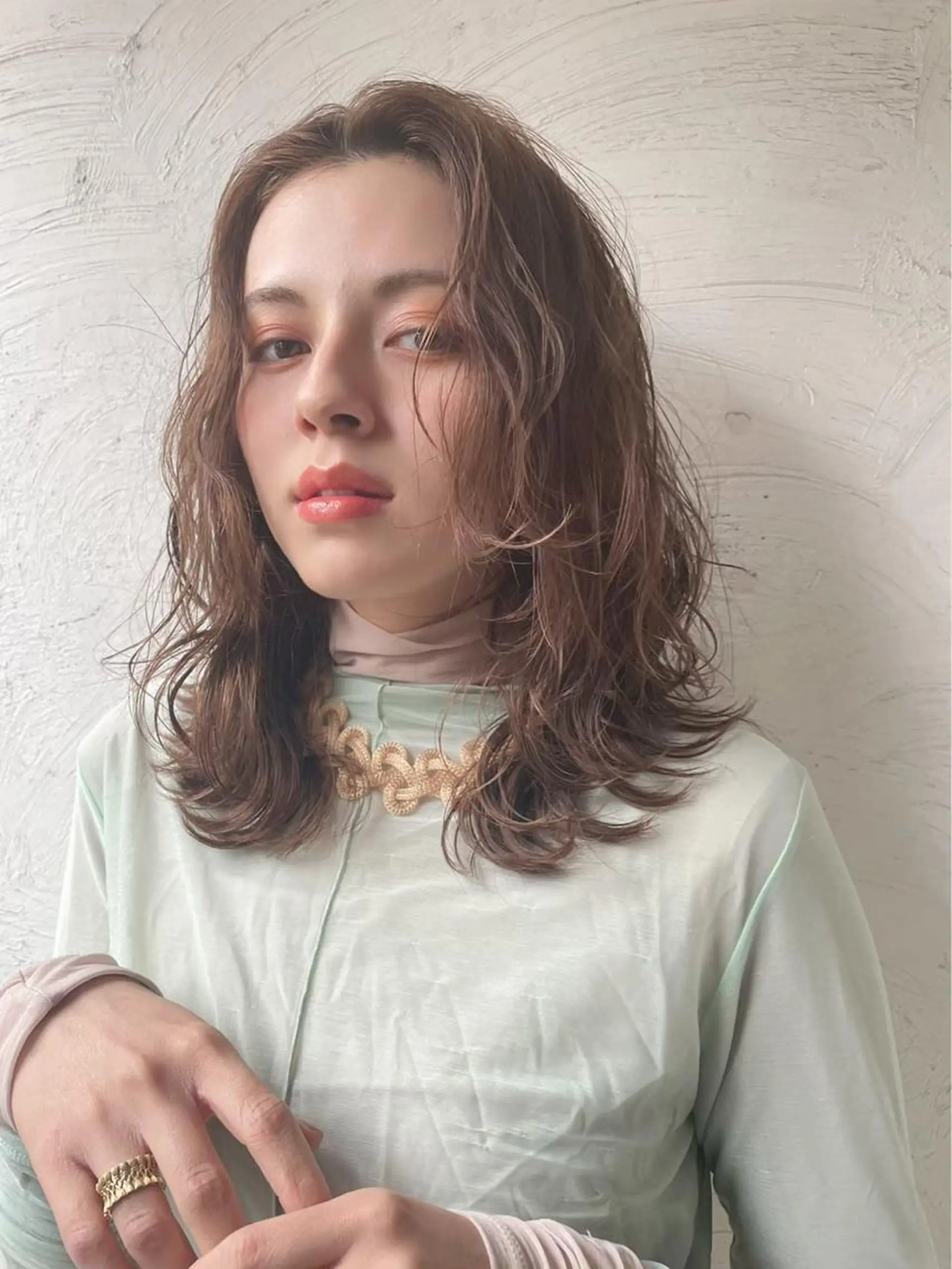 セミロング パーマ セミロングパーマ お任せヘア☘️☘️ 及川渚のヘアスタイル