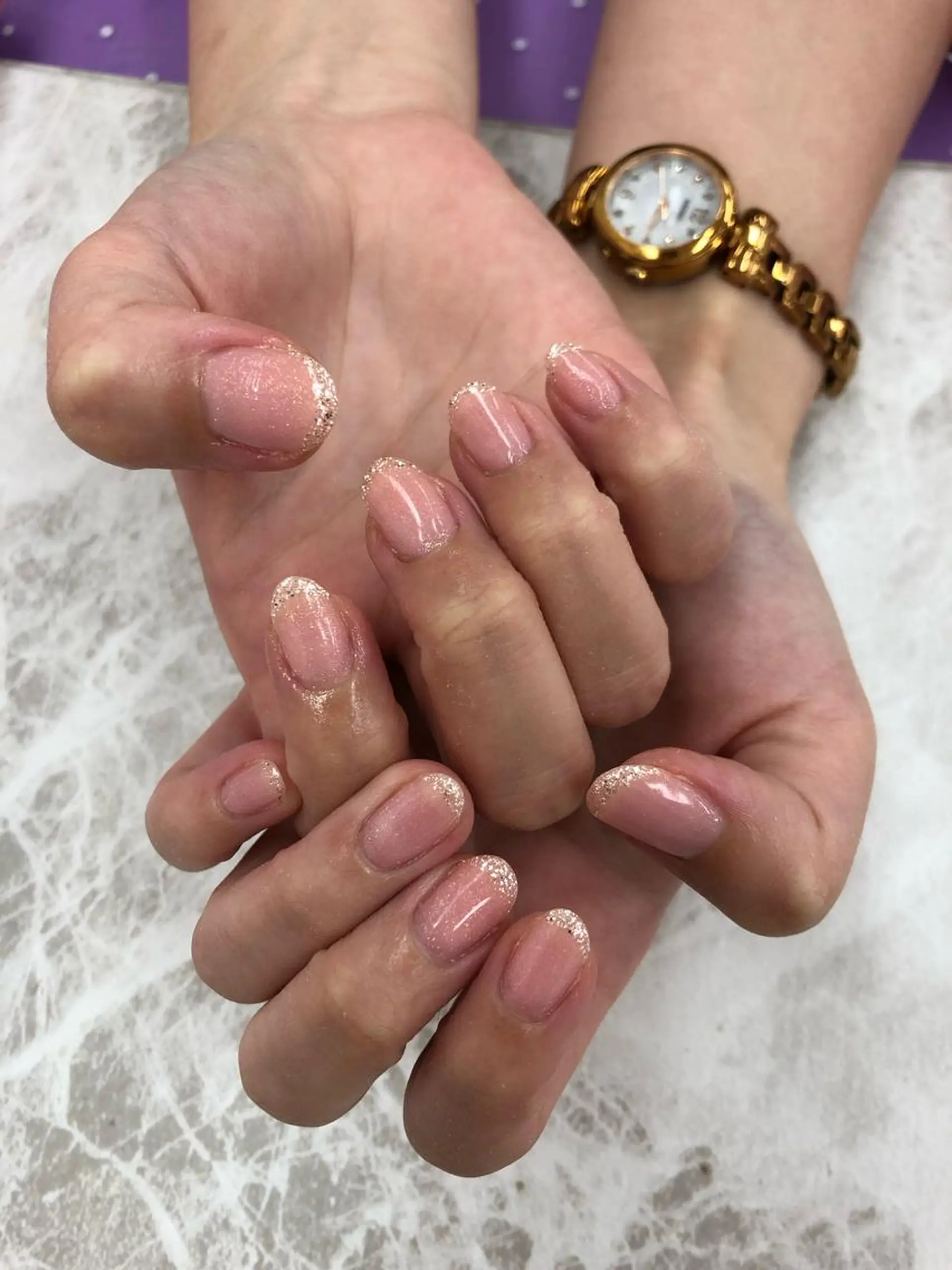 ネイル フレンチネイル ラメ(グリッター) 🌺Bianca立川 HAGA🌺のネイルデザイン