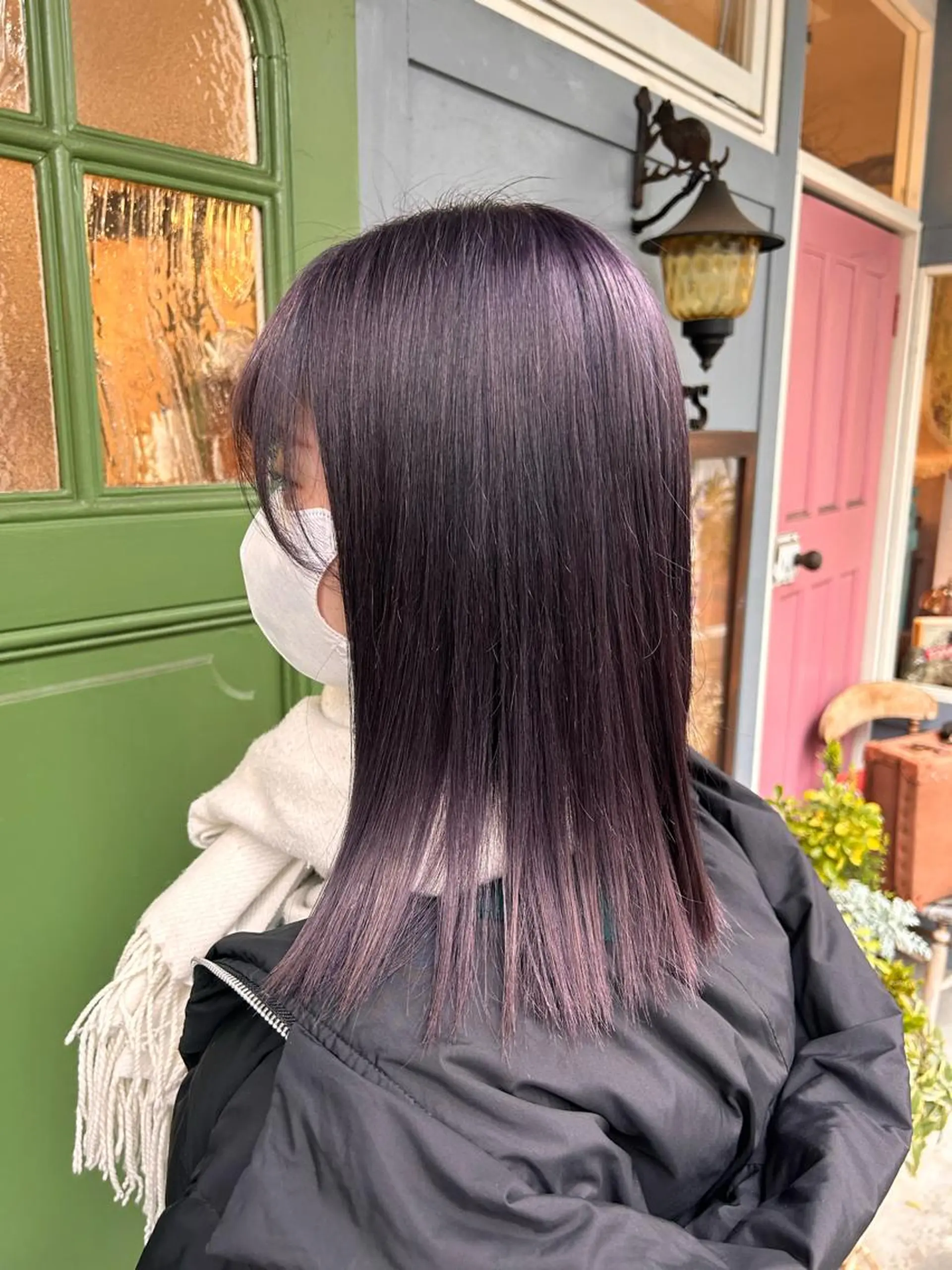 ミディアム カラー パープルカラー シルバー 清水千優/パーマ/透 明感カラー/メンズのヘアスタイル