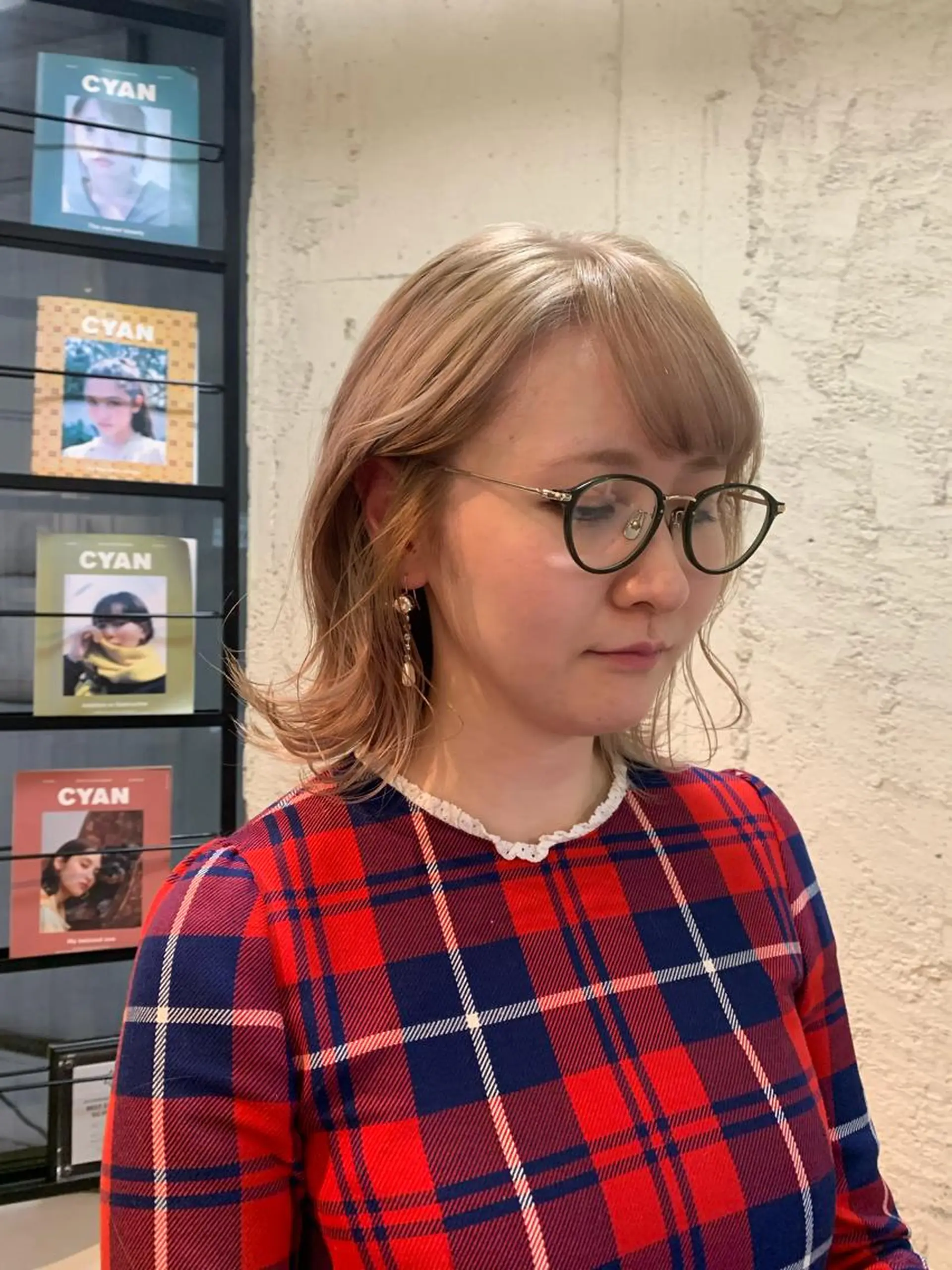 ミディアム カラー ベージュカラー 髪質改善ストレート/ ブリーチ／渋谷　福田のヘアスタイル