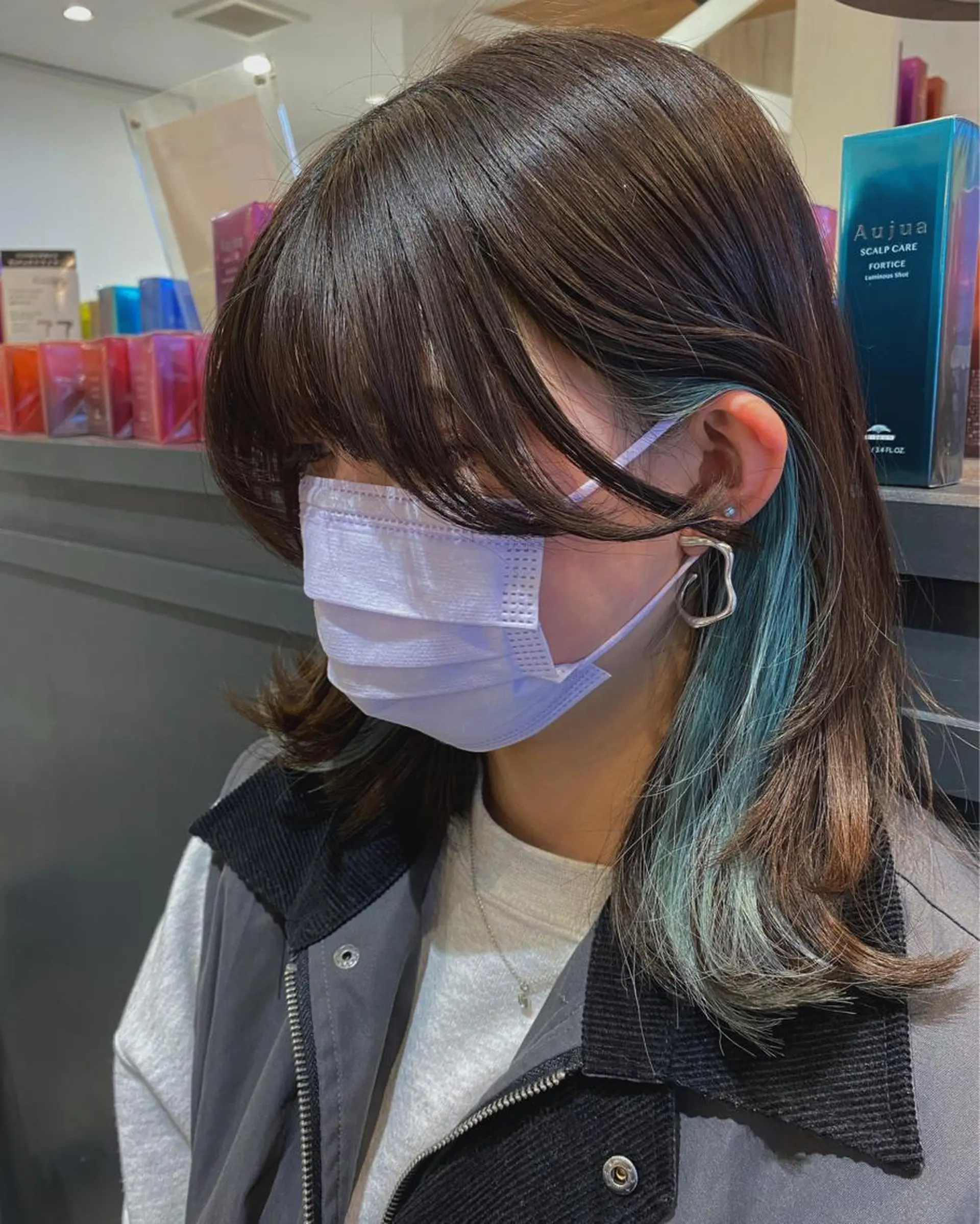 ミディアム 顔周りカット 韓国風ヘア 柴田 枝利子のヘアスタイル