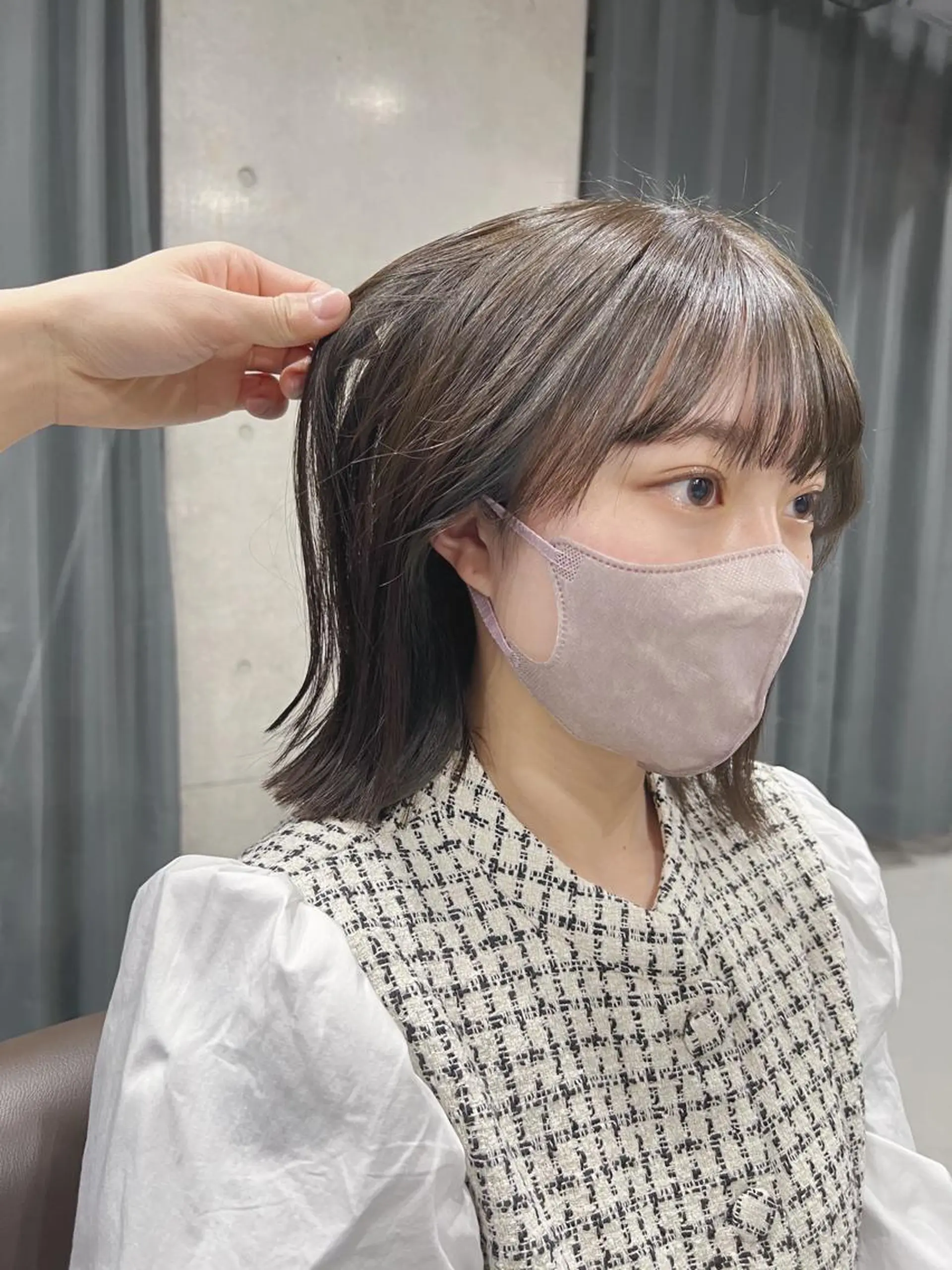 ミディアム カラー ボブパーマコテ巻き風 パーマNo1深江秀平のヘアスタイル