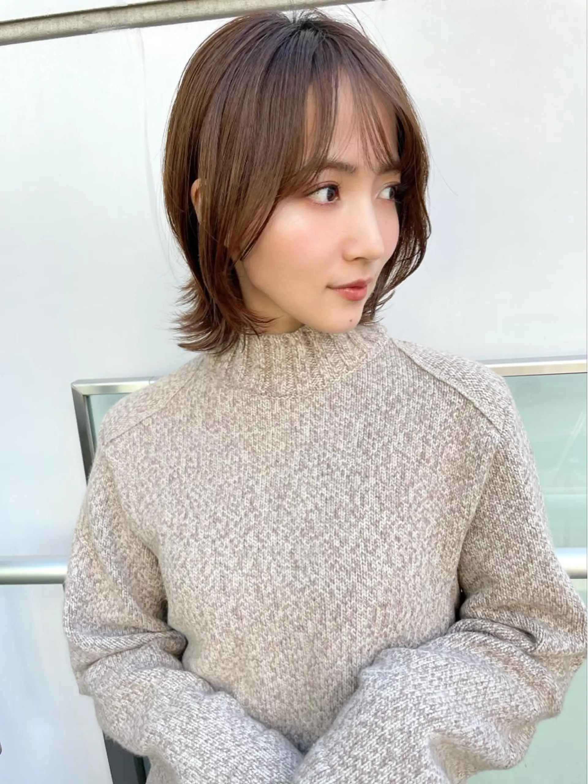 ミディアム ボブ くびれヘア 外ハネヘア 結べるレイヤーボブ くびれLady表参道のヘアスタイル