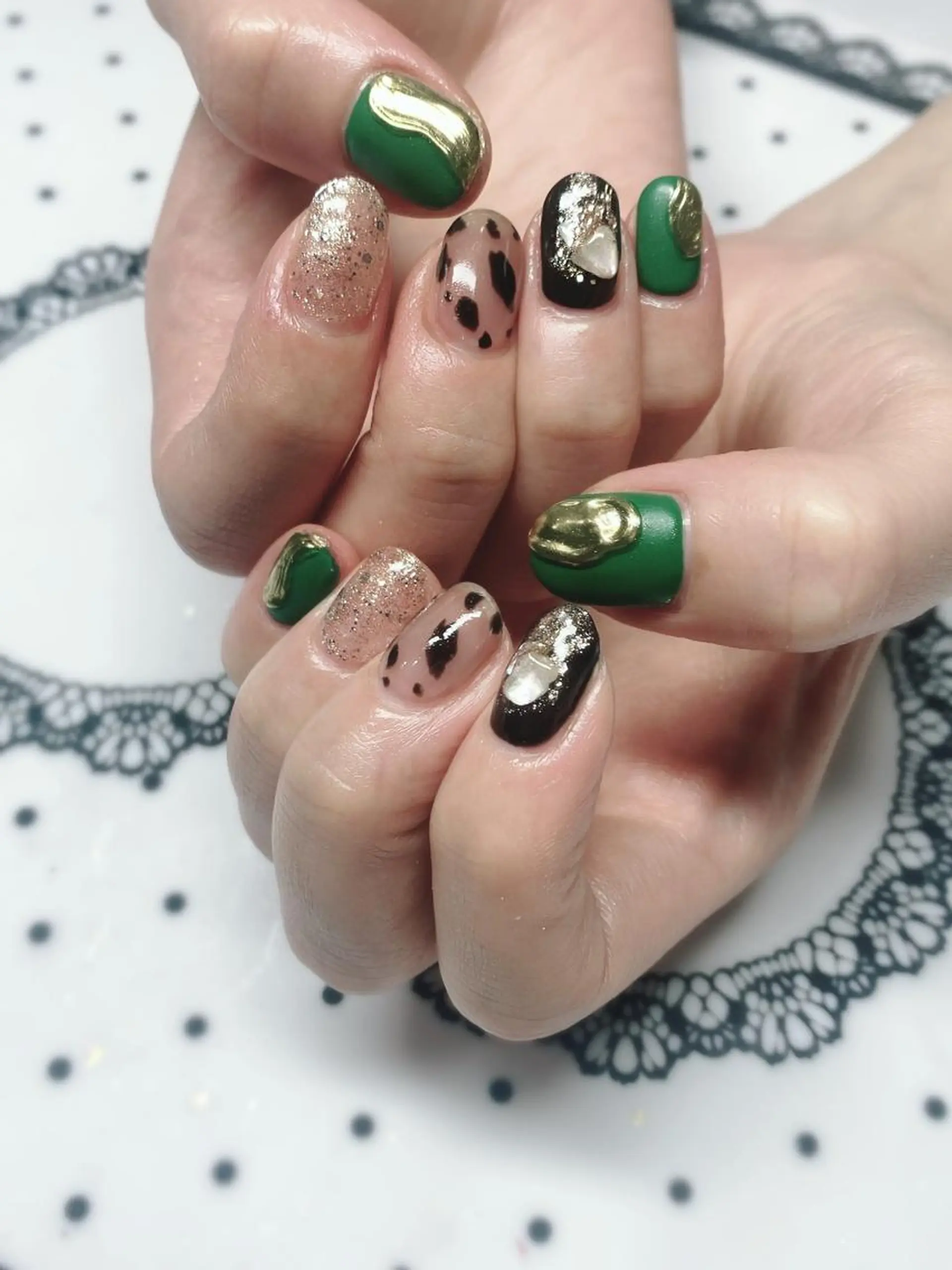 ネイル グリーン ハンドネイル yuminail所属・錦糸町 yuminailのネイルデザイン