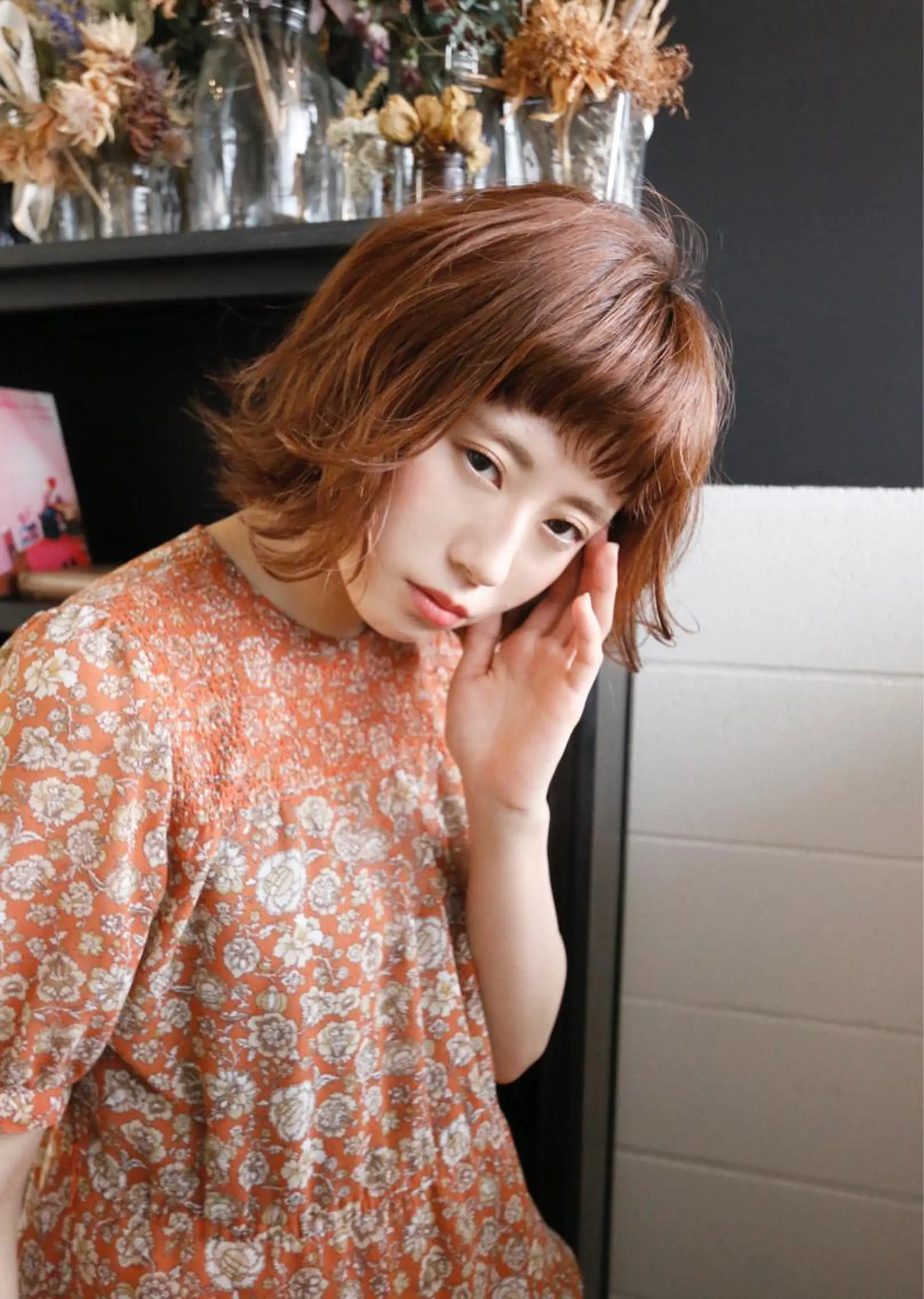 ショート カラー パーマ ボブ 外ハネヘア 山口 悟のヘアスタイル