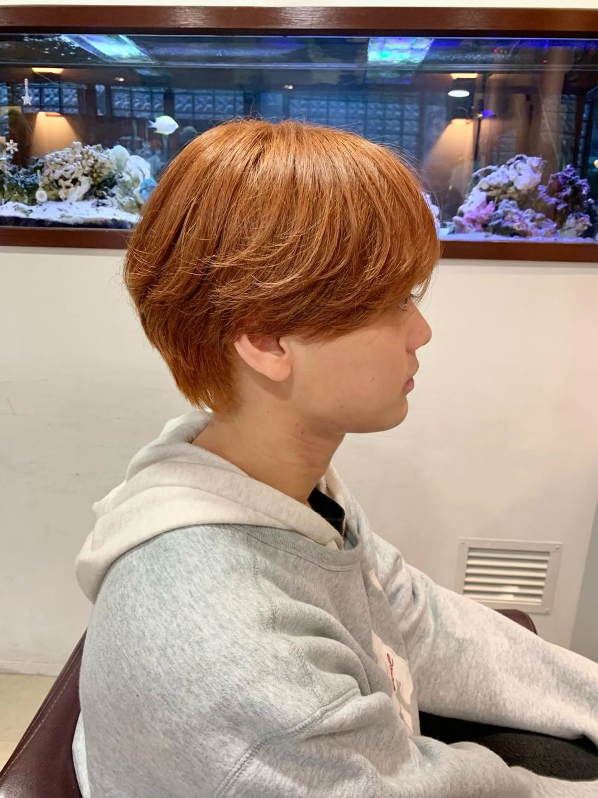 カラー メンズ メンズブリーチ ブリーチ ブラウンカラー オレンジ オレンジブラウン カット ヘアカラー トリートメント カットが上手い 💇‍♂🌸サク🌸のヘアスタイル