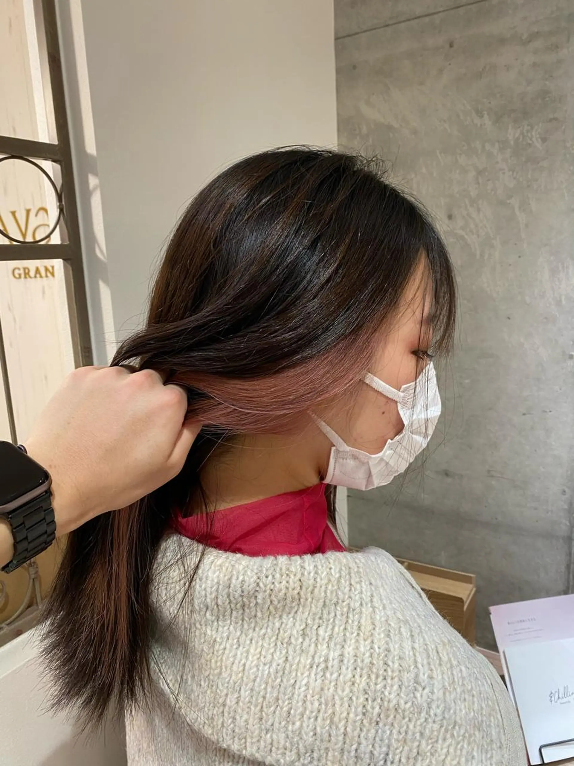 ミディアム カラー ベージュカラー ブリーチ ピンクカラー ピンクベージュ 齋藤 椋哉のヘアスタイル